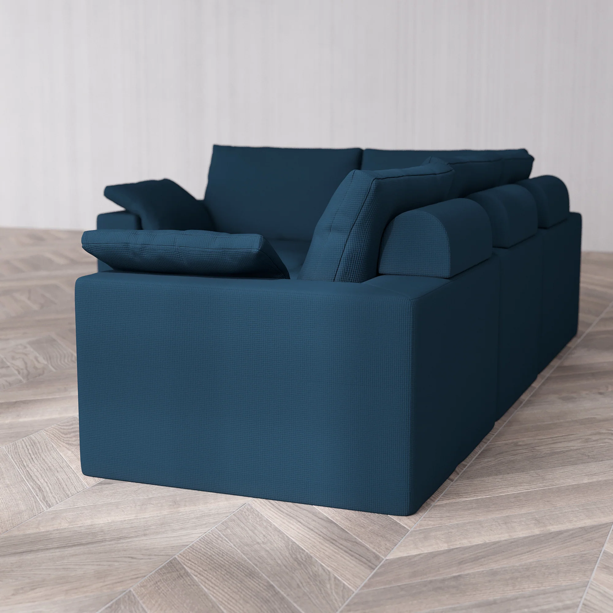 Slipcover Only - Modular Washable 4-Seater Corner Sectional Cloud + Bolster Sofa in Lazuli - Image 5