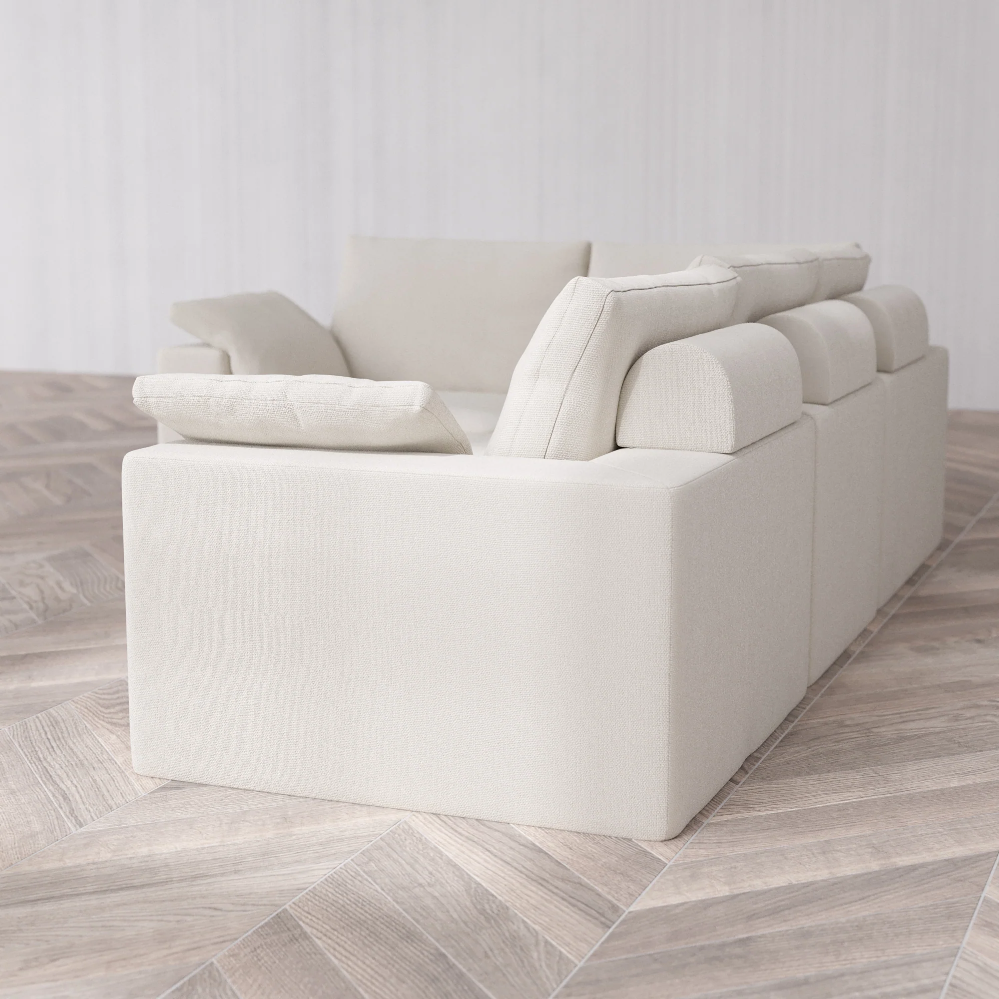 Slipcover Only - Modular Washable 4-Seater Corner Sectional Cloud + Bolster Sofa in Pearl - Image 5