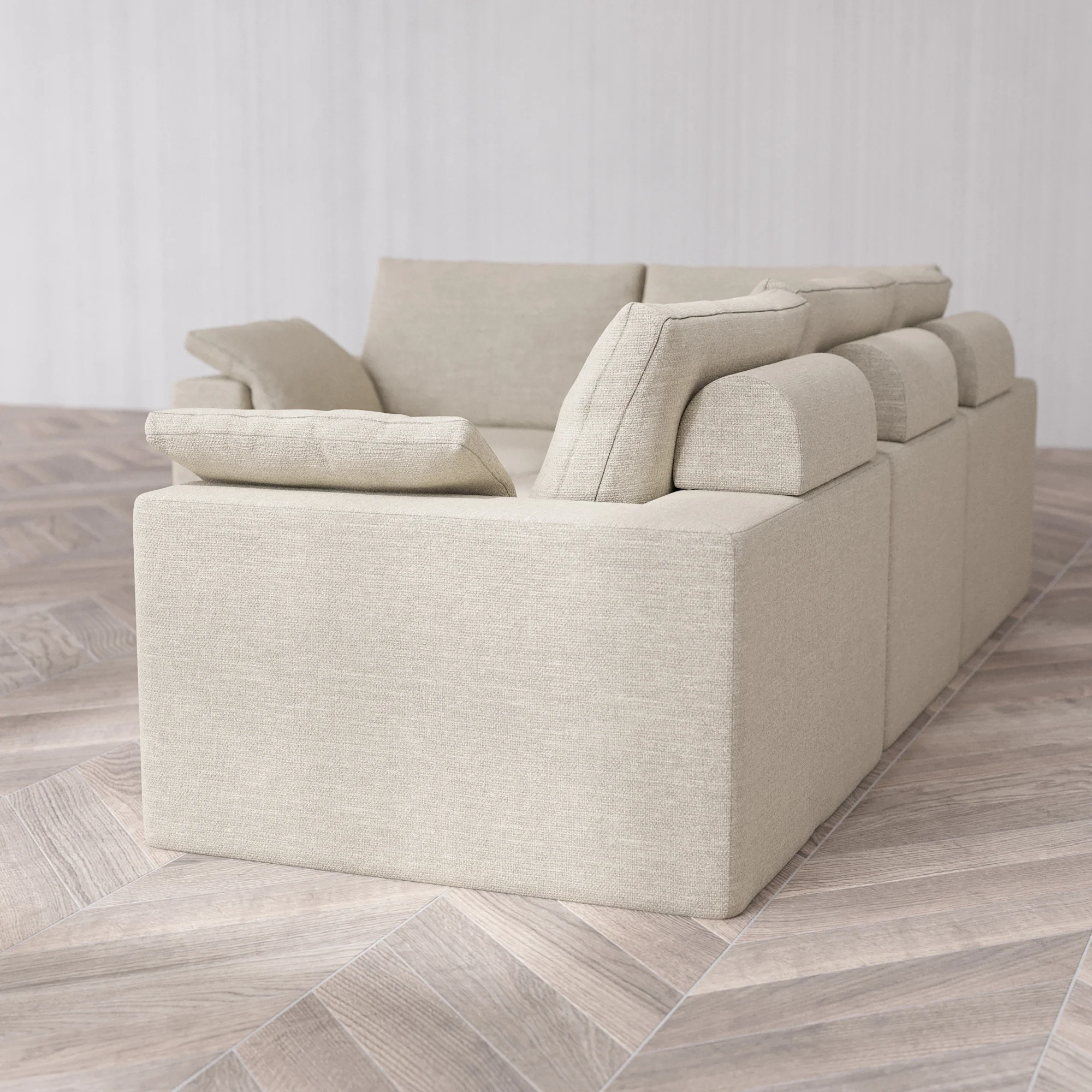 Slipcover Only - Modular Washable 4-Seater Corner Sectional Cloud + Bolster Sofa in Sandstone - Image 5