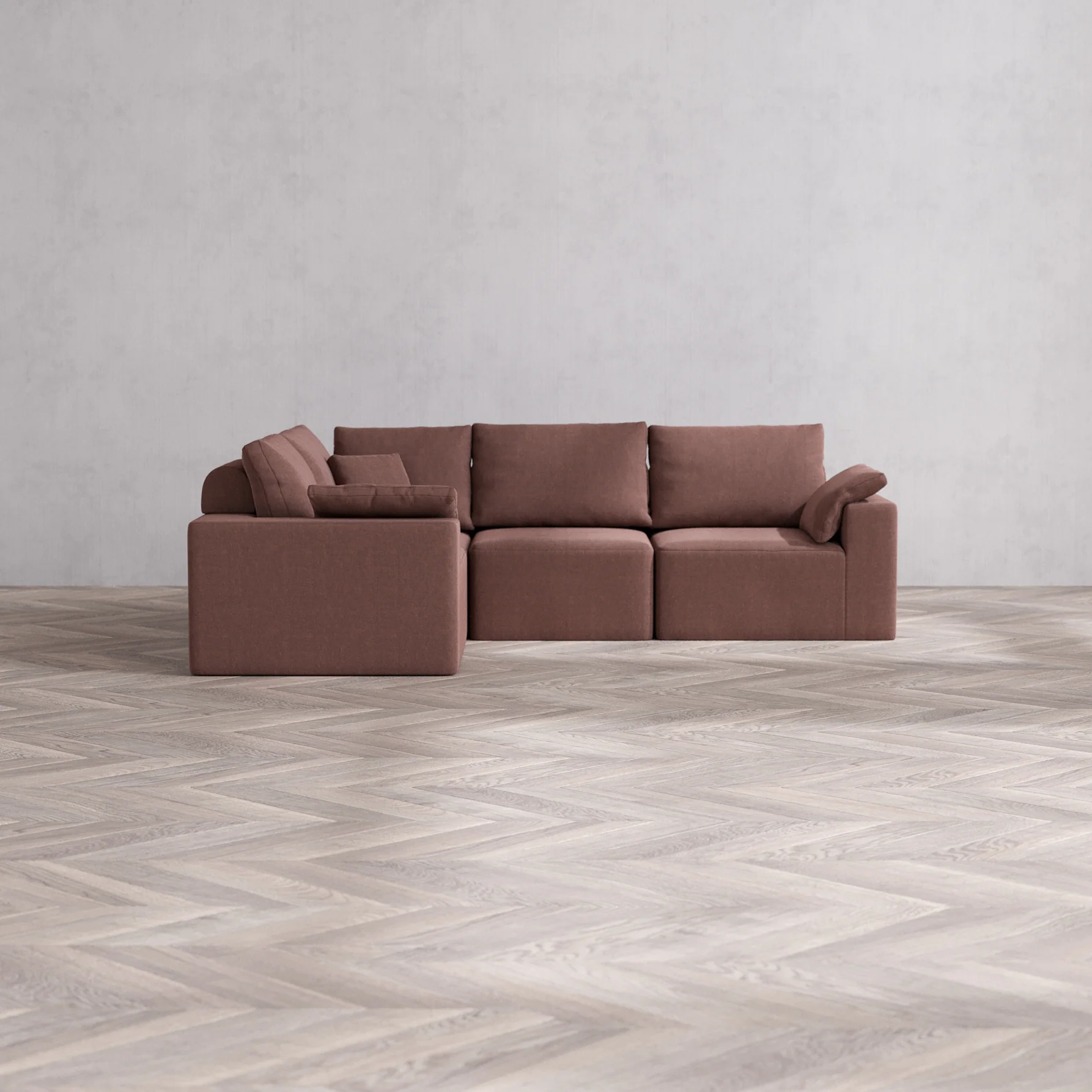 Slipcover Only - Modular Washable 4-Seater Corner Sectional Cloud + Bolster Sofa in Sumac