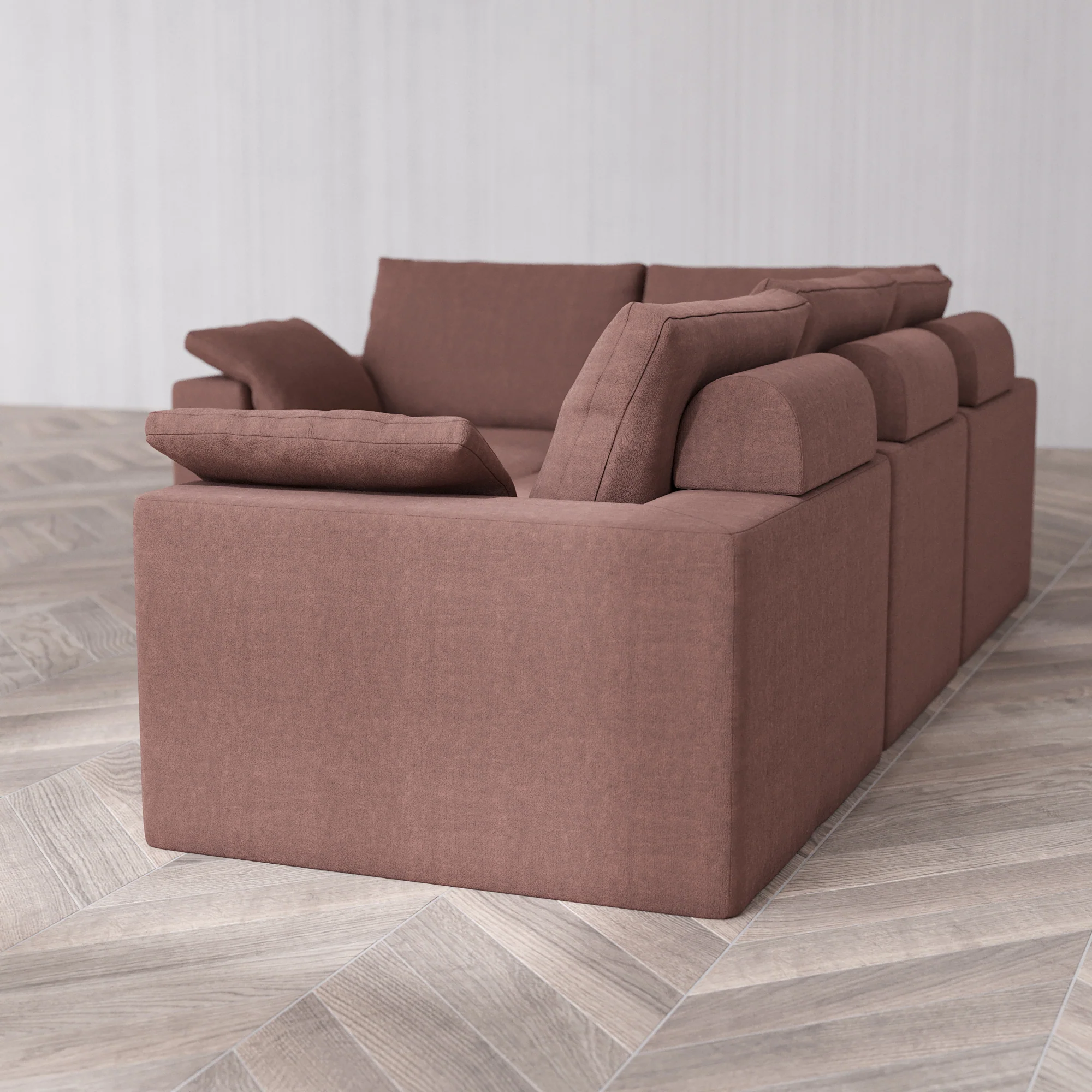 Slipcover Only - Modular Washable 4-Seater Corner Sectional Cloud + Bolster Sofa in Sumac - Image 5