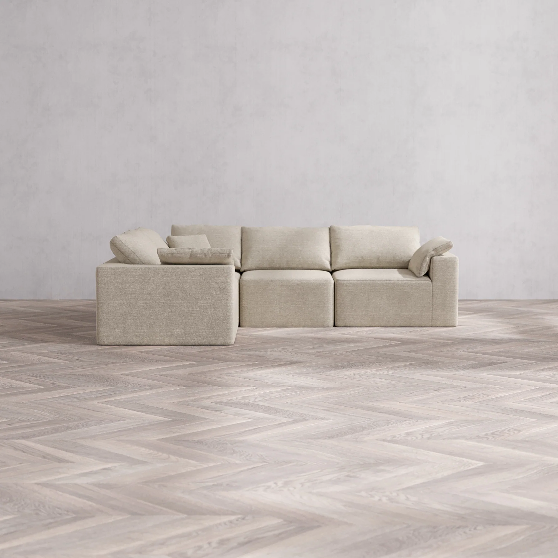 Slipcover Only - Modular Washable 4-Seater Corner Sectional Cloud Sofa in Sandstone