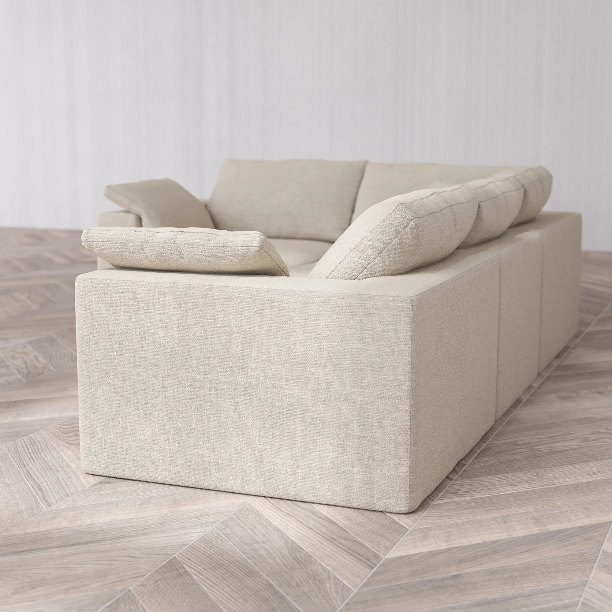 Slipcover Only - Modular Washable 4-Seater Corner Sectional Cloud Sofa in Sandstone - Image 5