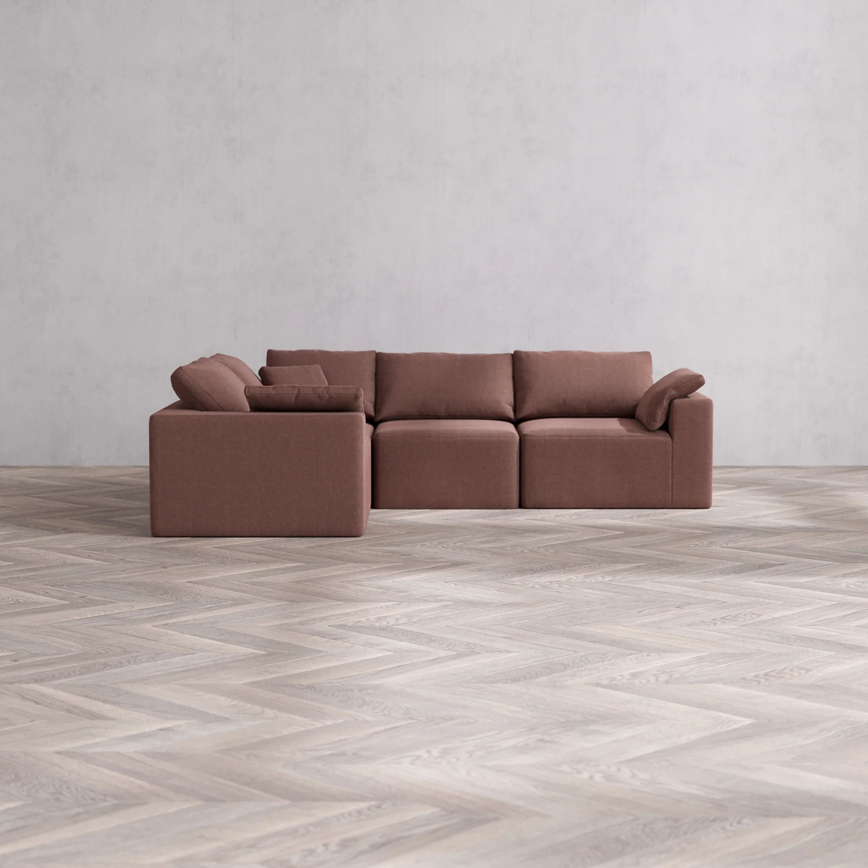 Slipcover Only - Modular Washable 4-Seater Corner Sectional Cloud Sofa in Sumac