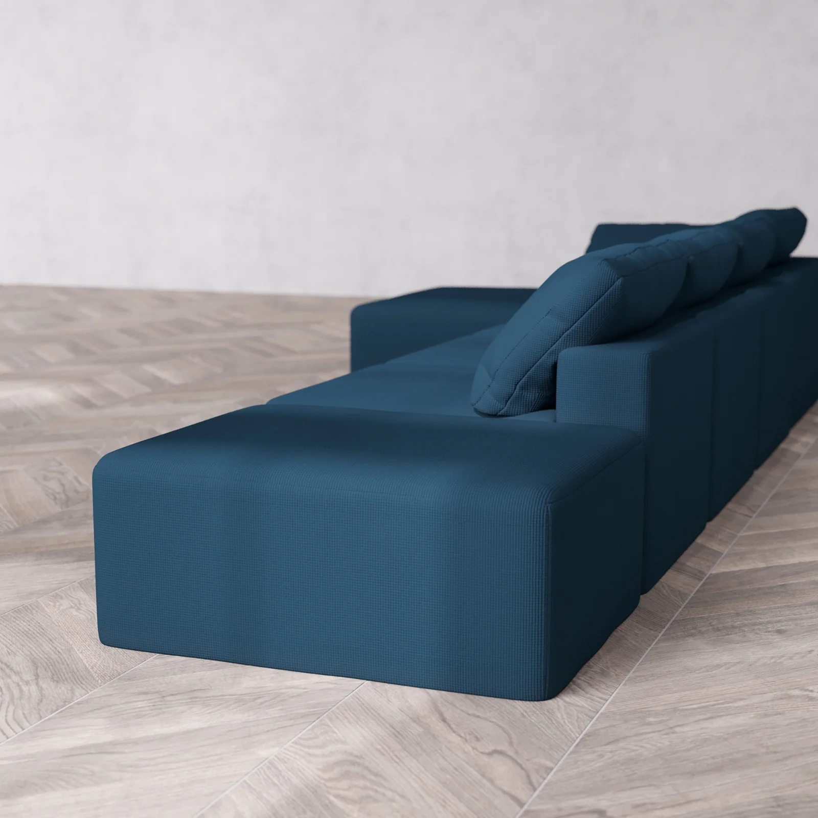Slipcover Only - Modular Washable 4-Seater Open End Chaise Sectional Cloud Sofa in Lazuli | Left-Facing Arm - Image 5