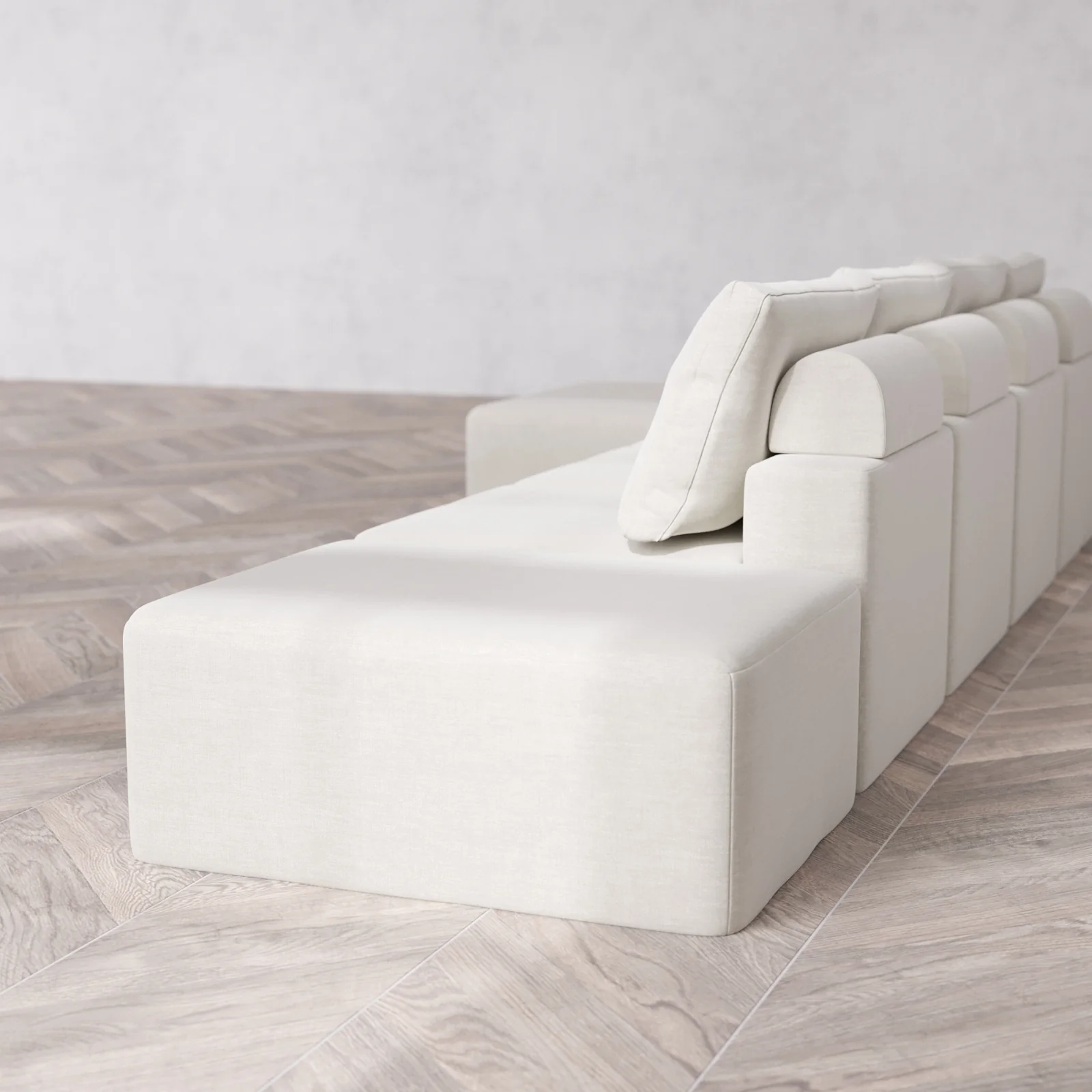 Slipcover Only - Modular Washable 4-Seater Open End Chaise Sectional Cloud + Bolster Sofa in Cashew | Left-Facing Arm - Image 5