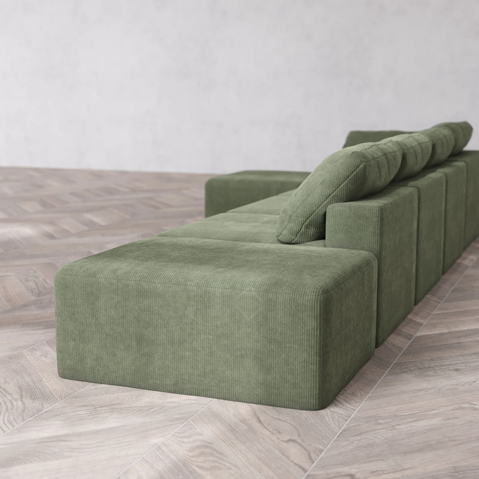 Slipcover Only - Modular Washable 4-Seater Open End Sectional Cloud Sofa in Juniper | Left-Facing Arm - Image 5