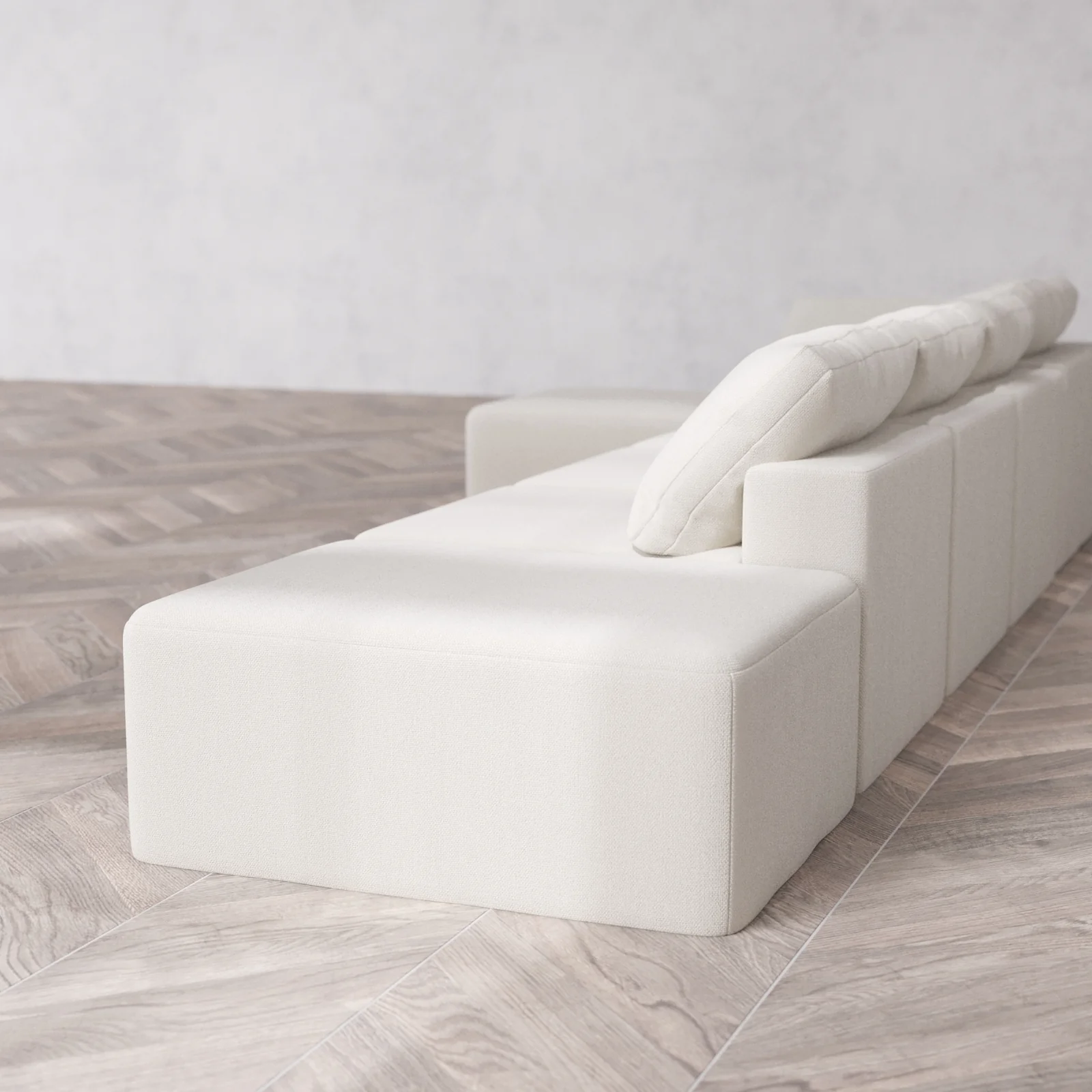 Slipcover Only - Modular Washable 4-Seater Open End Sectional Cloud Sofa in Pearl | Left-Facing Arm - Image 5