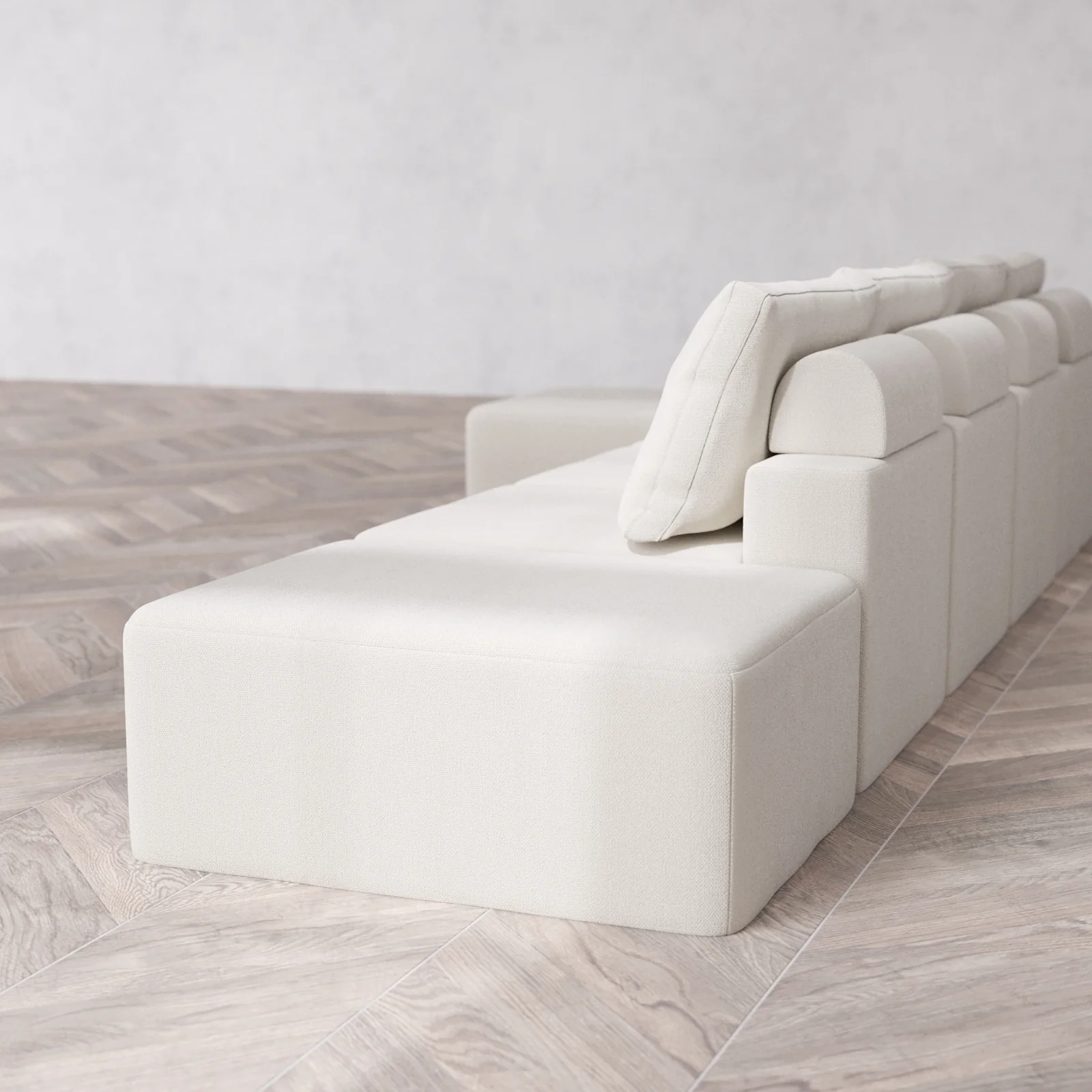 Slipcover Only - Modular Washable 4-Seater Open End Sectional Cloud + Bolster Sofa in Pearl | Left-Facing Arm - Image 5
