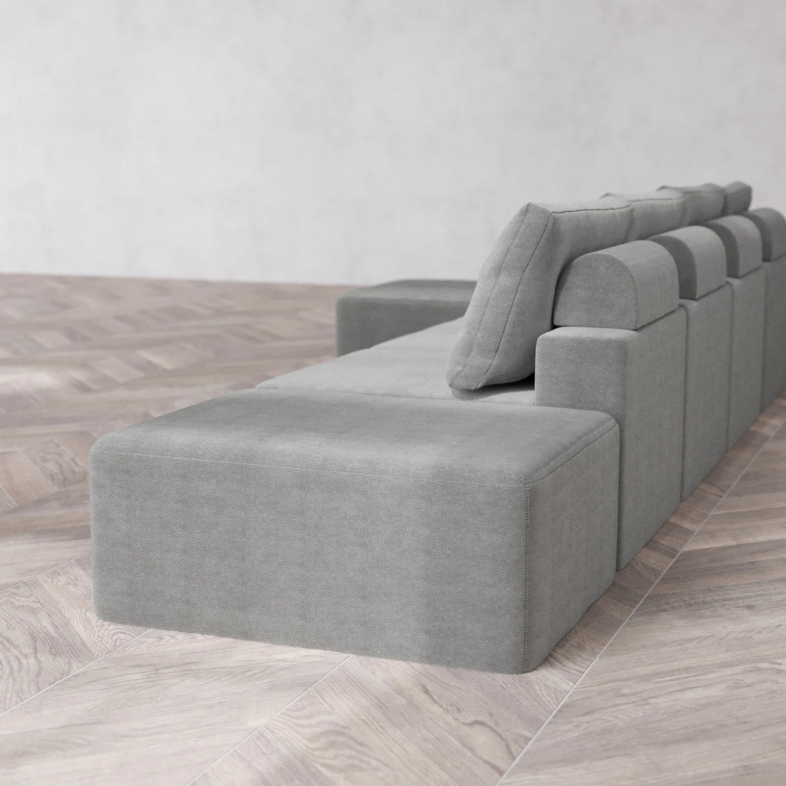 Slipcover Only - Modular Washable 4-Seater Open End Sectional Cloud + Bolster Sofa in Slate | Left-Facing Arm - Image 5