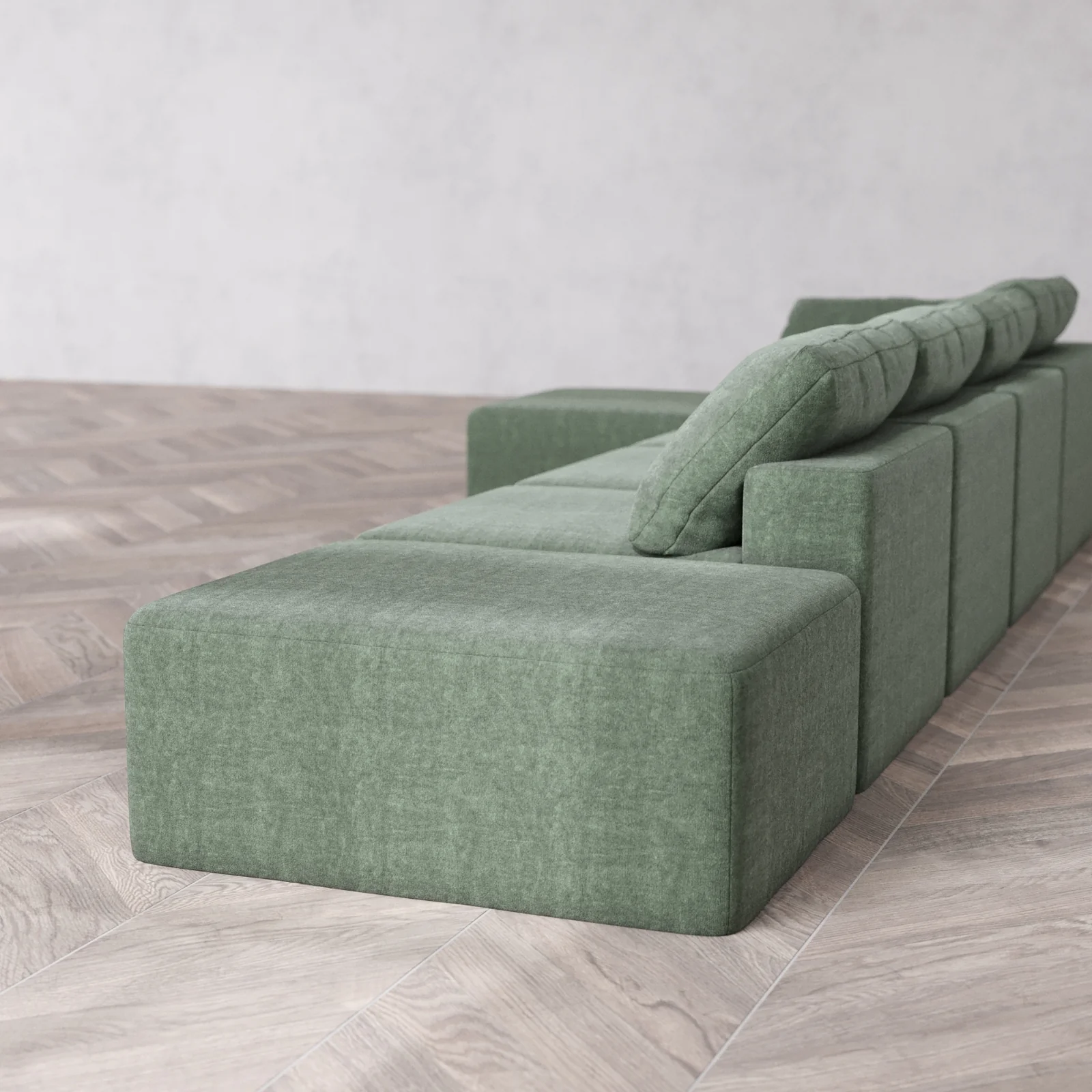 Slipcover Only - Modular Washable 4-Seater Open End Sectional Cloud Sofa in Sage | Left-Facing Arm - Image 5