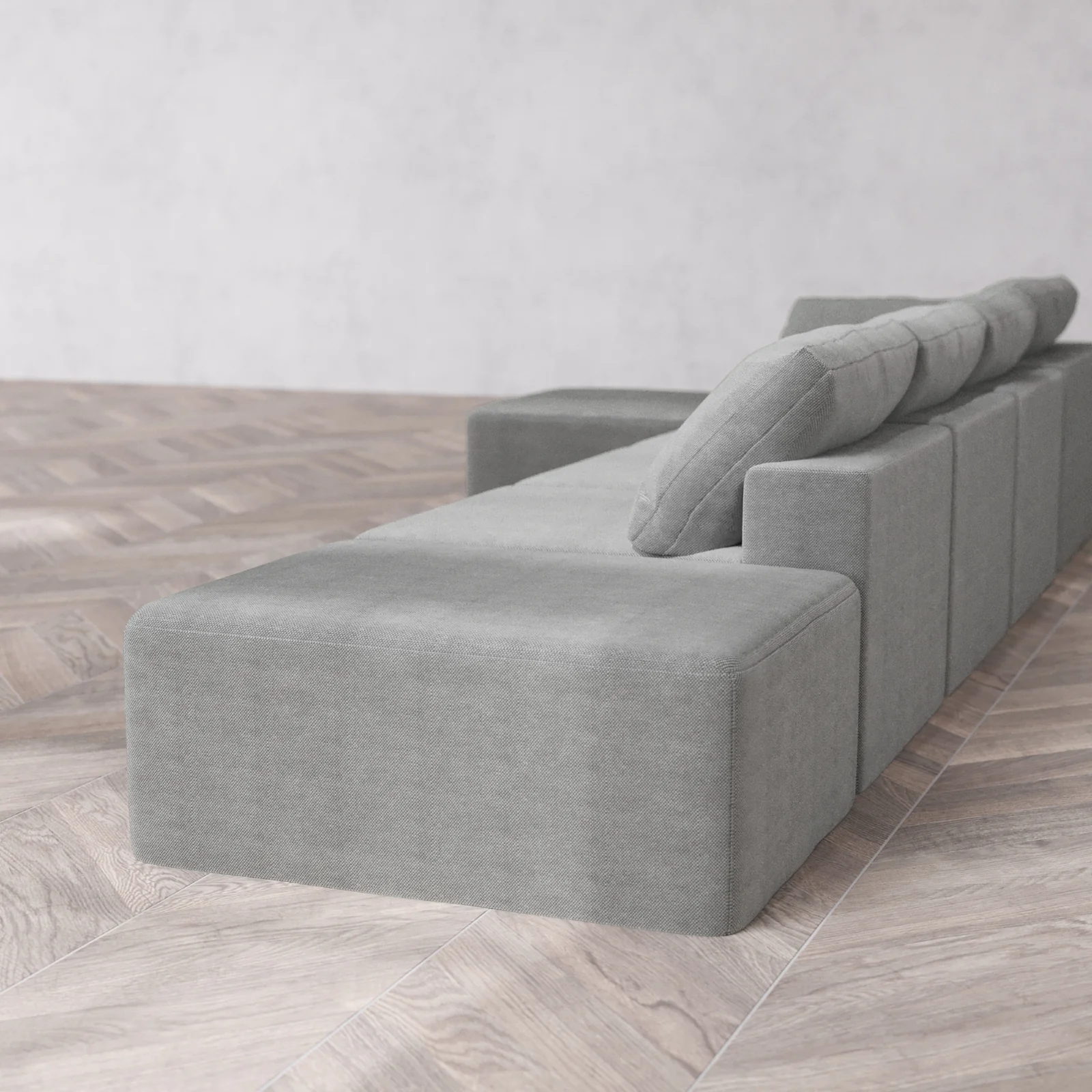 Slipcover Only - Modular Washable 4-Seater Open End Sectional Cloud Sofa in Slate | Left-Facing Arm - Image 5