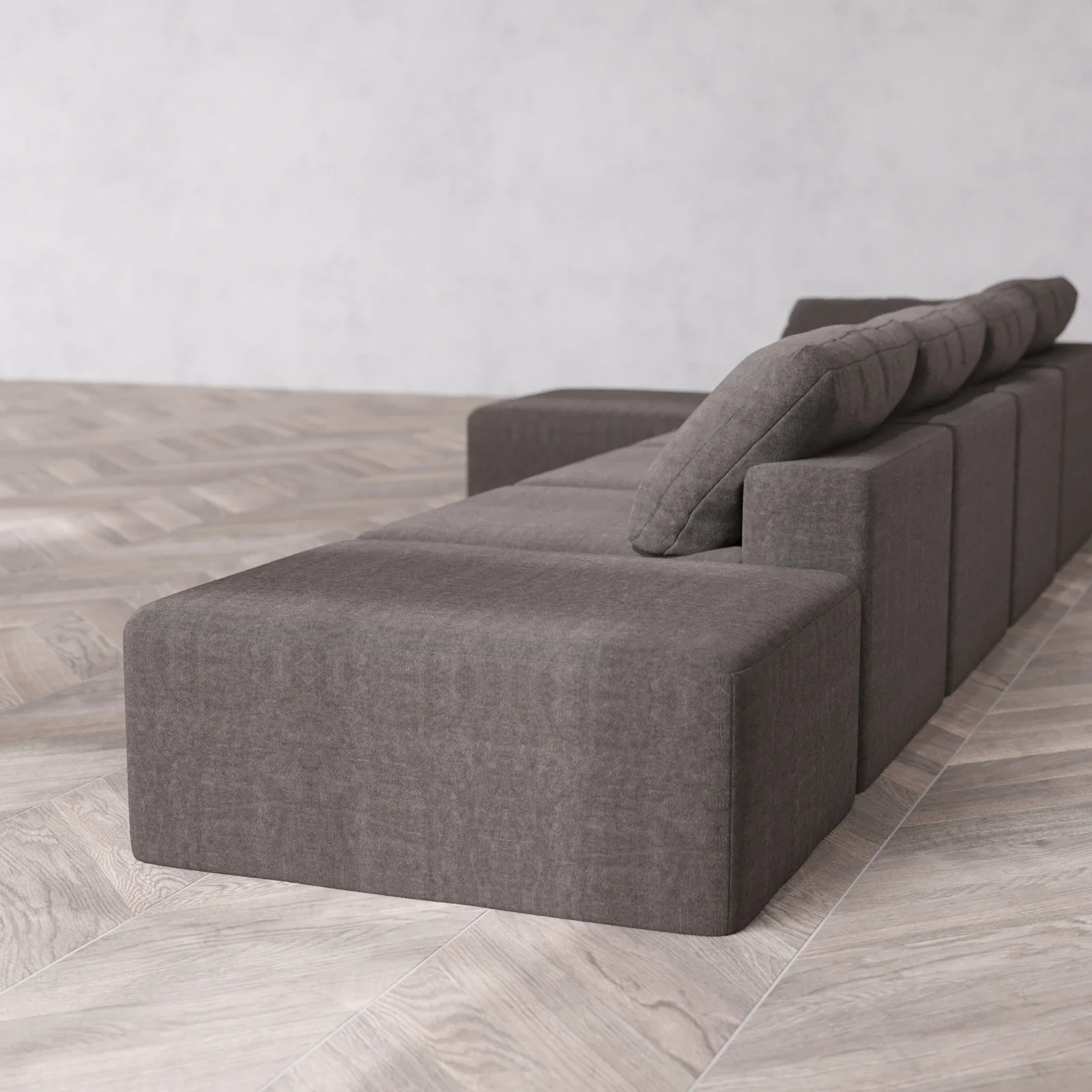 Slipcover Only - Modular Washable 4-Seater Open End Sectional Cloud Sofa in Truffle | Left-Facing Arm - Image 5