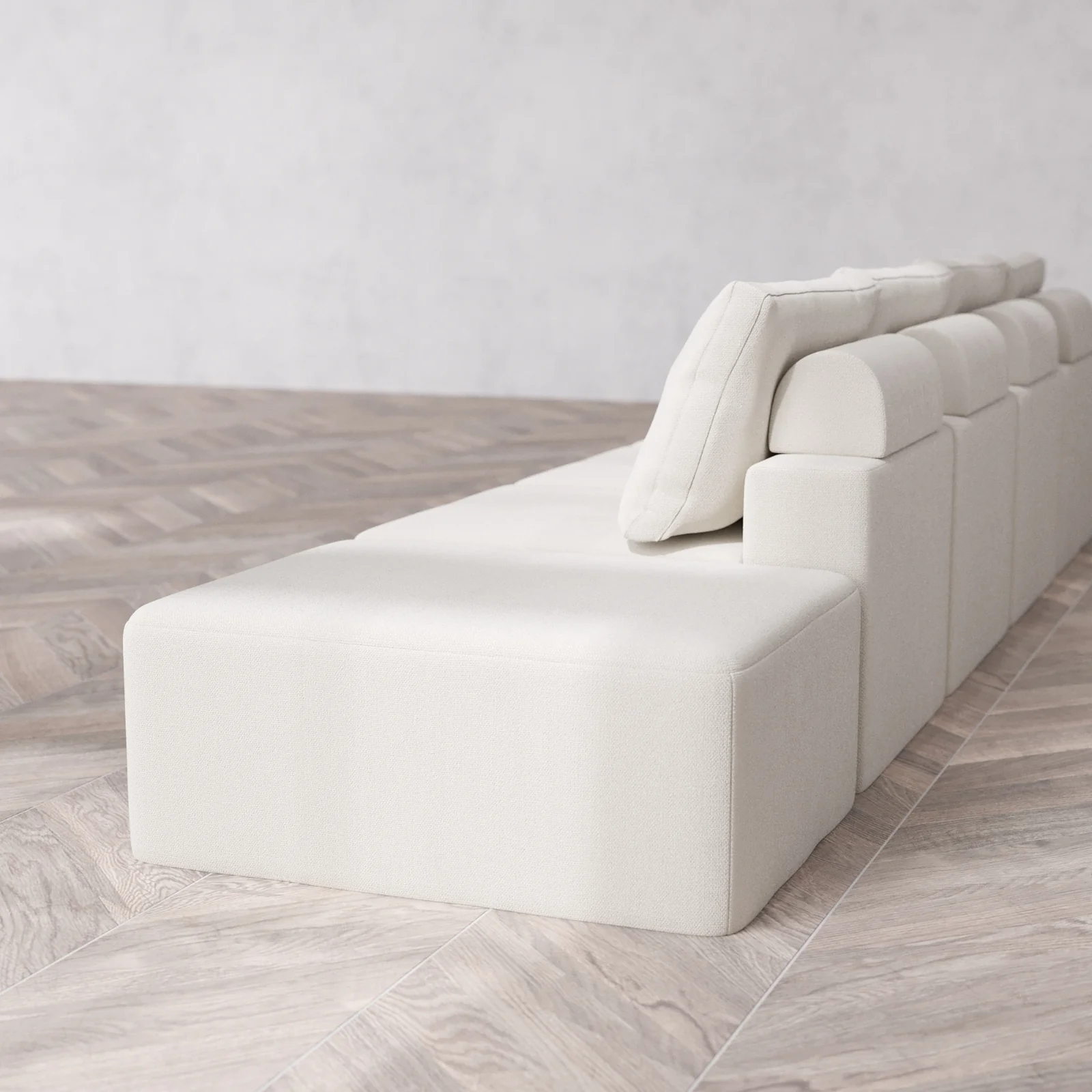 Slipcover Only - Modular Washable 4-Seater Open End Cloud + Bolster Sofa in Pearl | Left-Facing Arm - Image 5