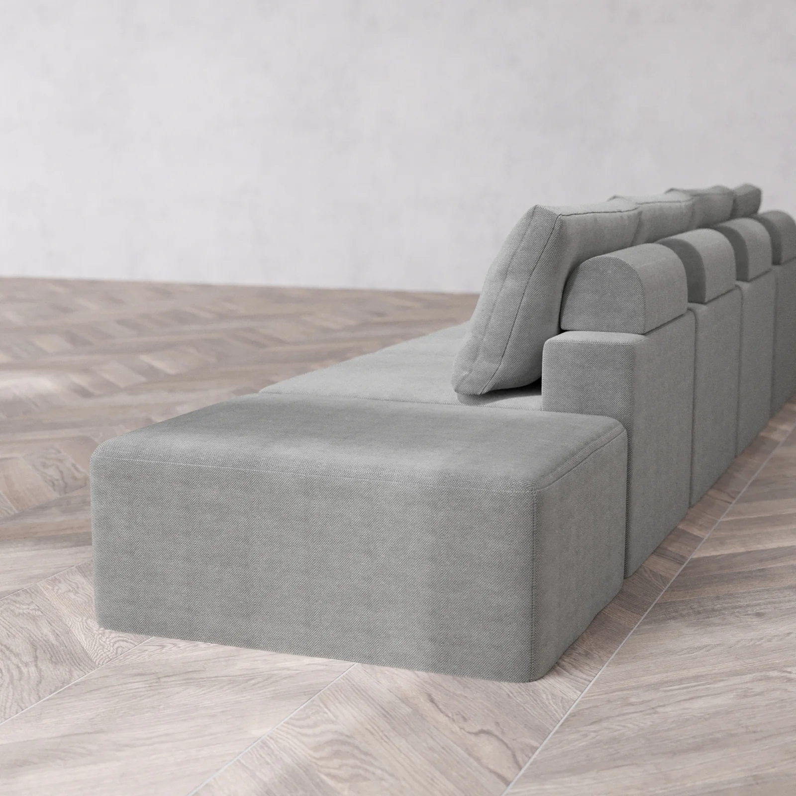 Slipcover Only - Modular Washable 4-Seater Open End Cloud + Bolster Sofa in Slate | Left-Facing Arm - Image 5