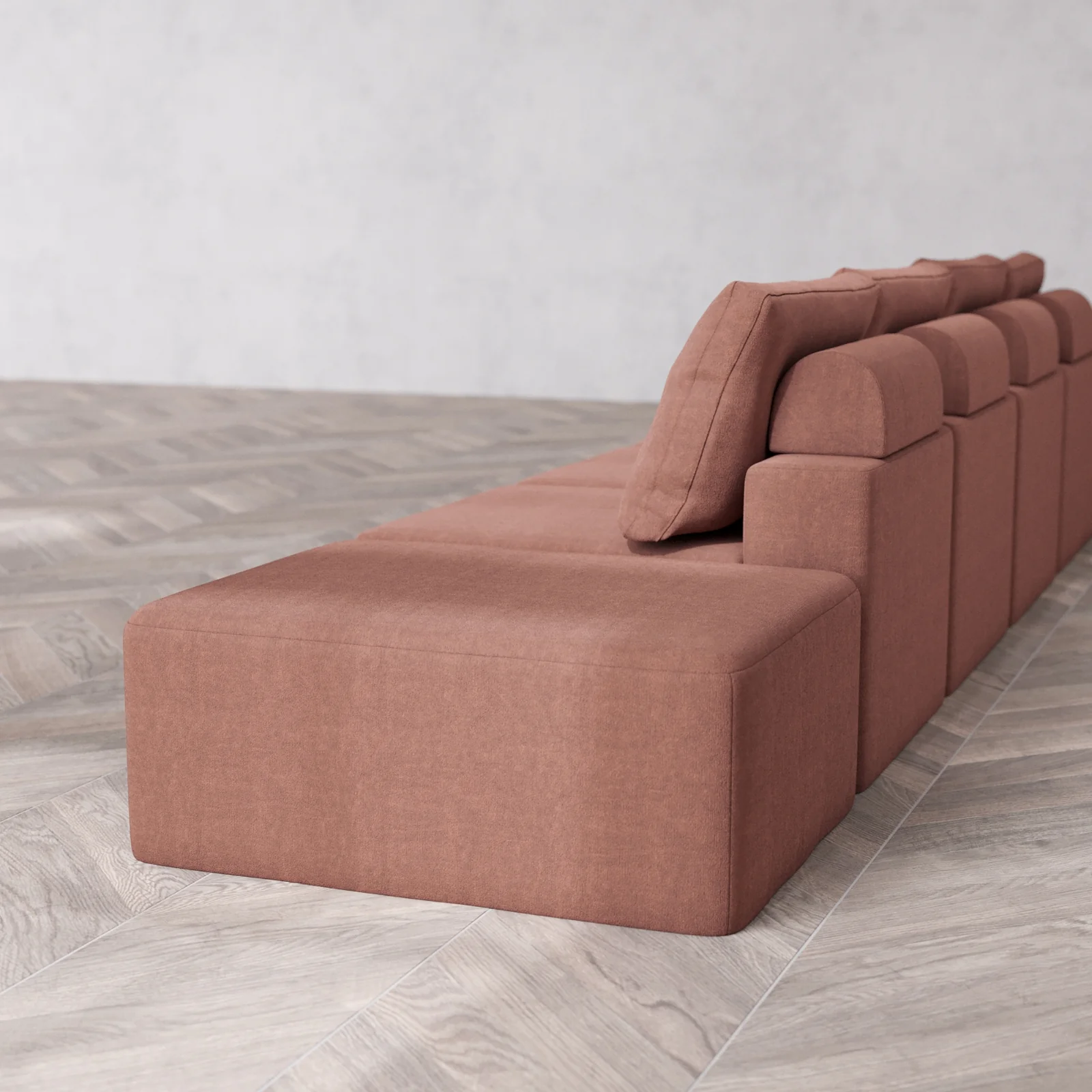 Slipcover Only - Modular Washable 4-Seater Open End Cloud + Bolster Sofa in Sumac | Left-Facing Arm - Image 5