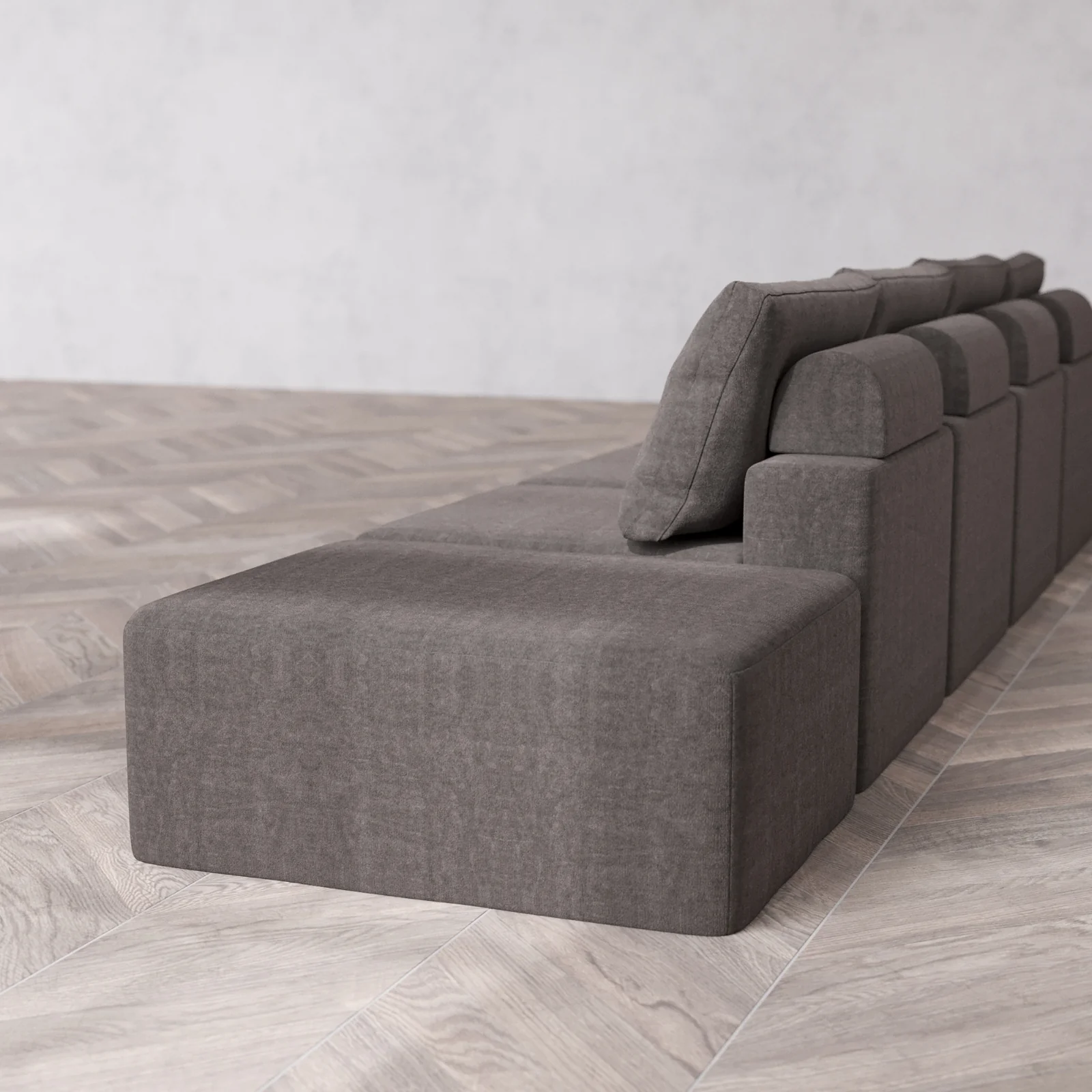 Slipcover Only - Modular Washable 4-Seater Open End Cloud + Bolster Sofa in Truffle | Left-Facing Arm - Image 5