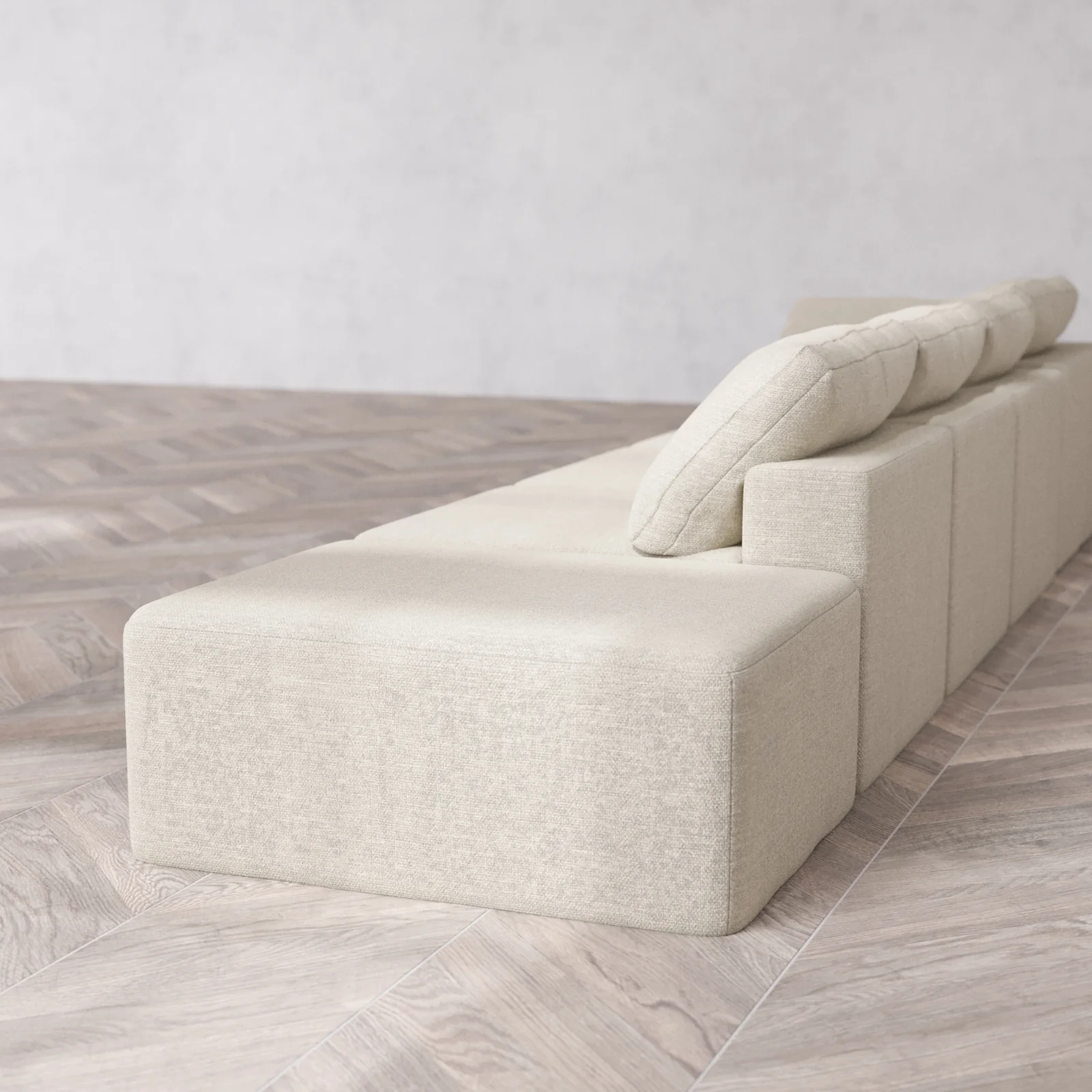 Slipcover Only - Modular Washable 4-Seater Open End Cloud Sofa in Sandstone | Left-Facing Arm - Image 5