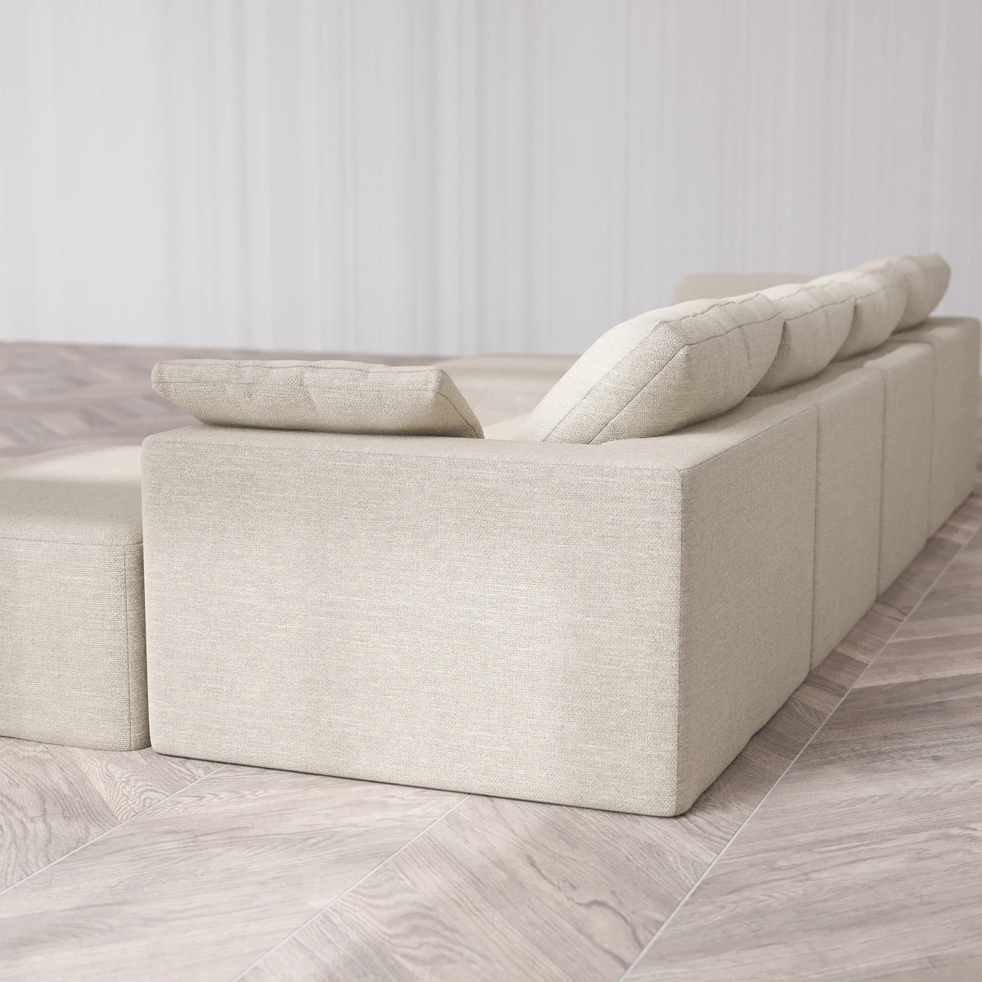 Slipcover Only - Modular Washable 4-Seater Open-Ends U Sectional Cloud Sofa in Sandstone - Image 5