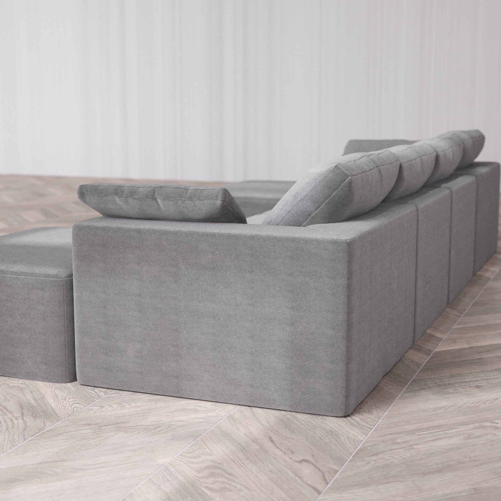 Slipcover Only - Modular Washable 4-Seater Open-Ends U Sectional Cloud Sofa in Slate - Image 5