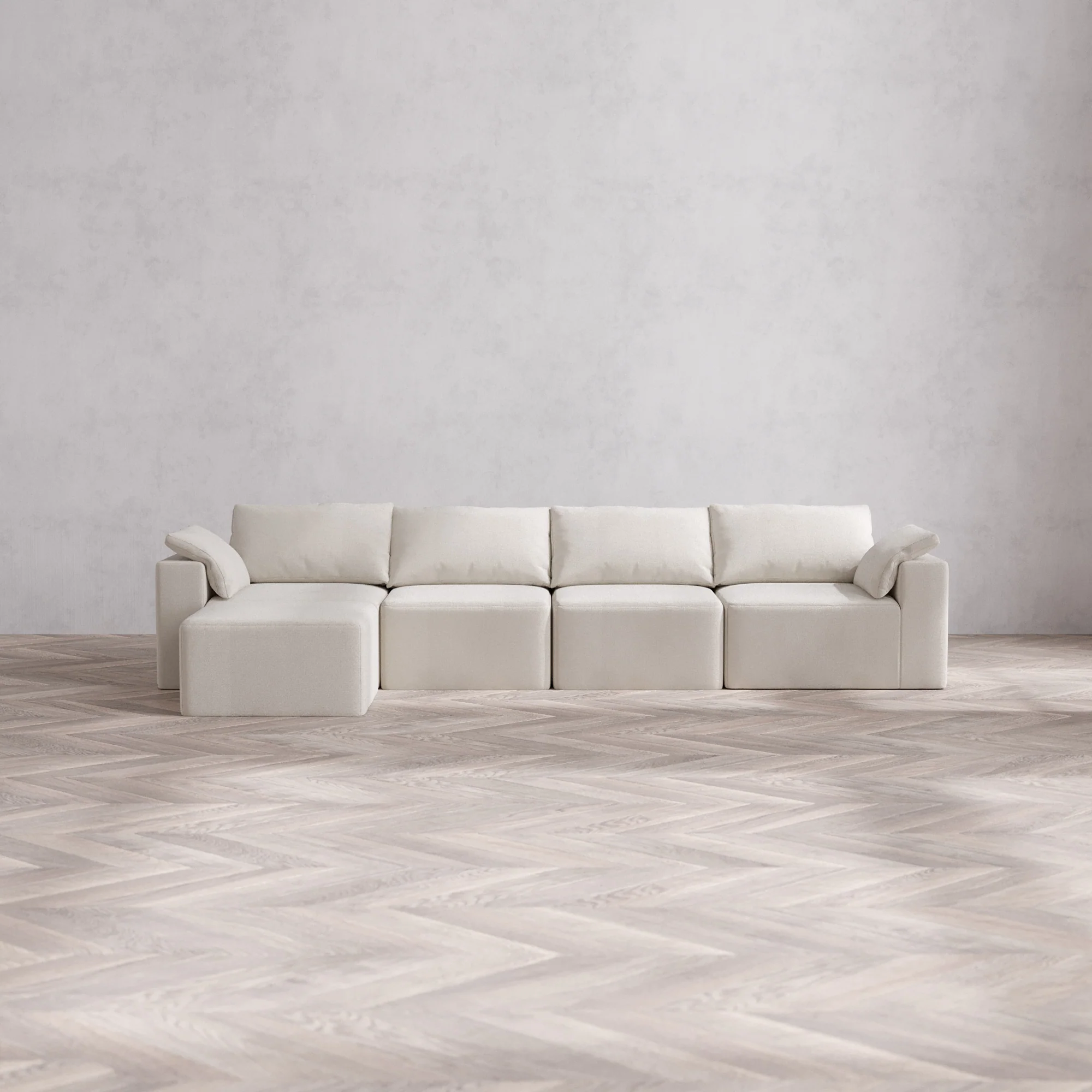 Slipcover Only - Modular Washable 4-Seater Sectional Cloud Sofa in Pearl
