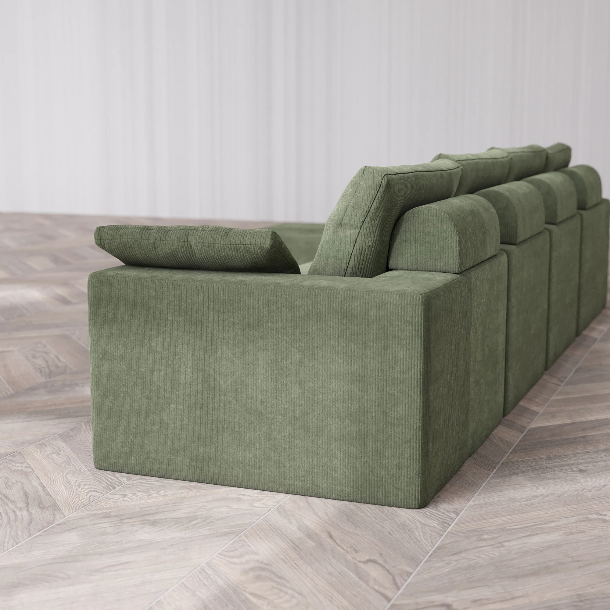 Slipcover Only - Modular Washable 4-Seater Sectional Cloud + Bolster Sofa in Juniper - Image 5
