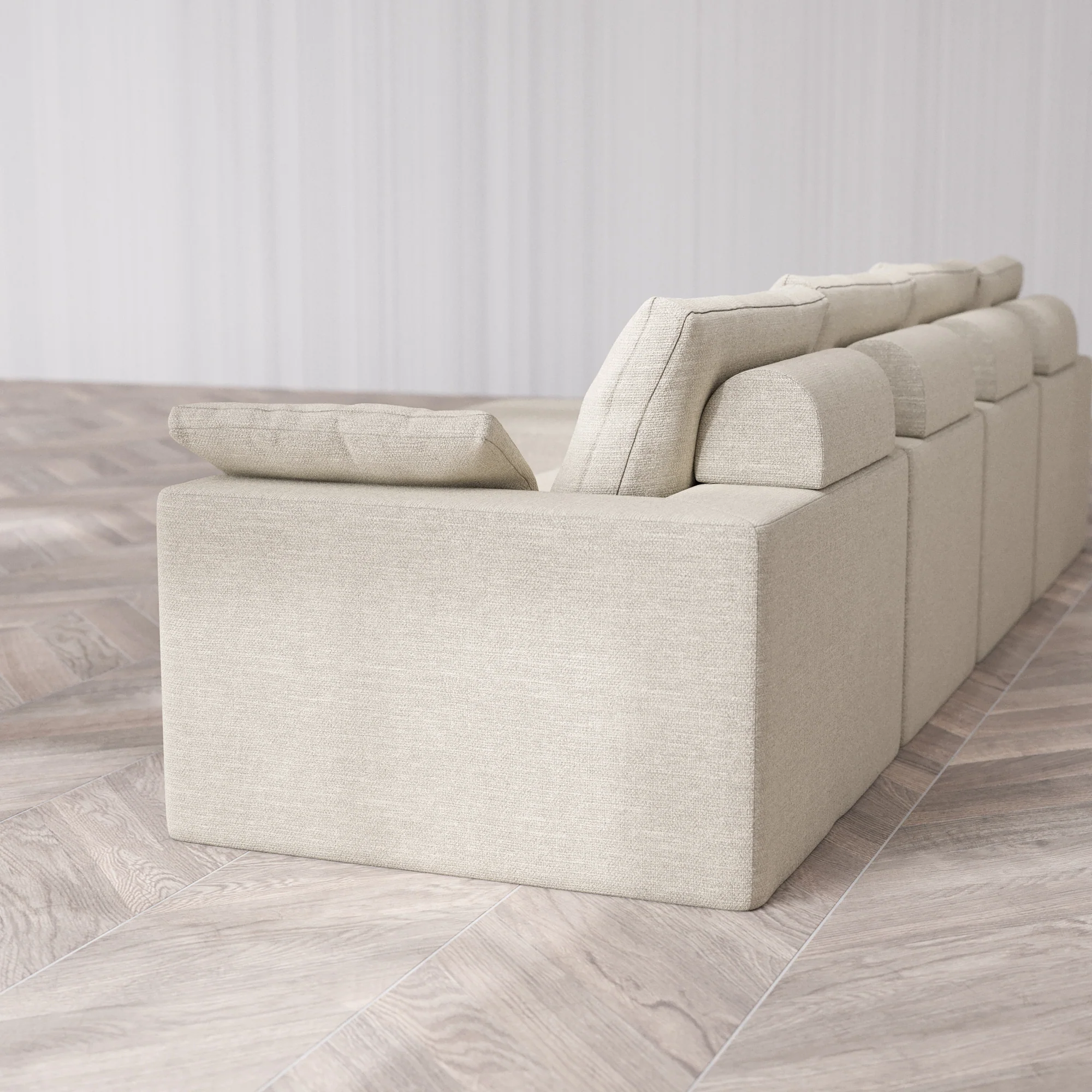 Slipcover Only - Modular Washable 4-Seater Sectional Cloud + Bolster Sofa in Sandstone - Image 5