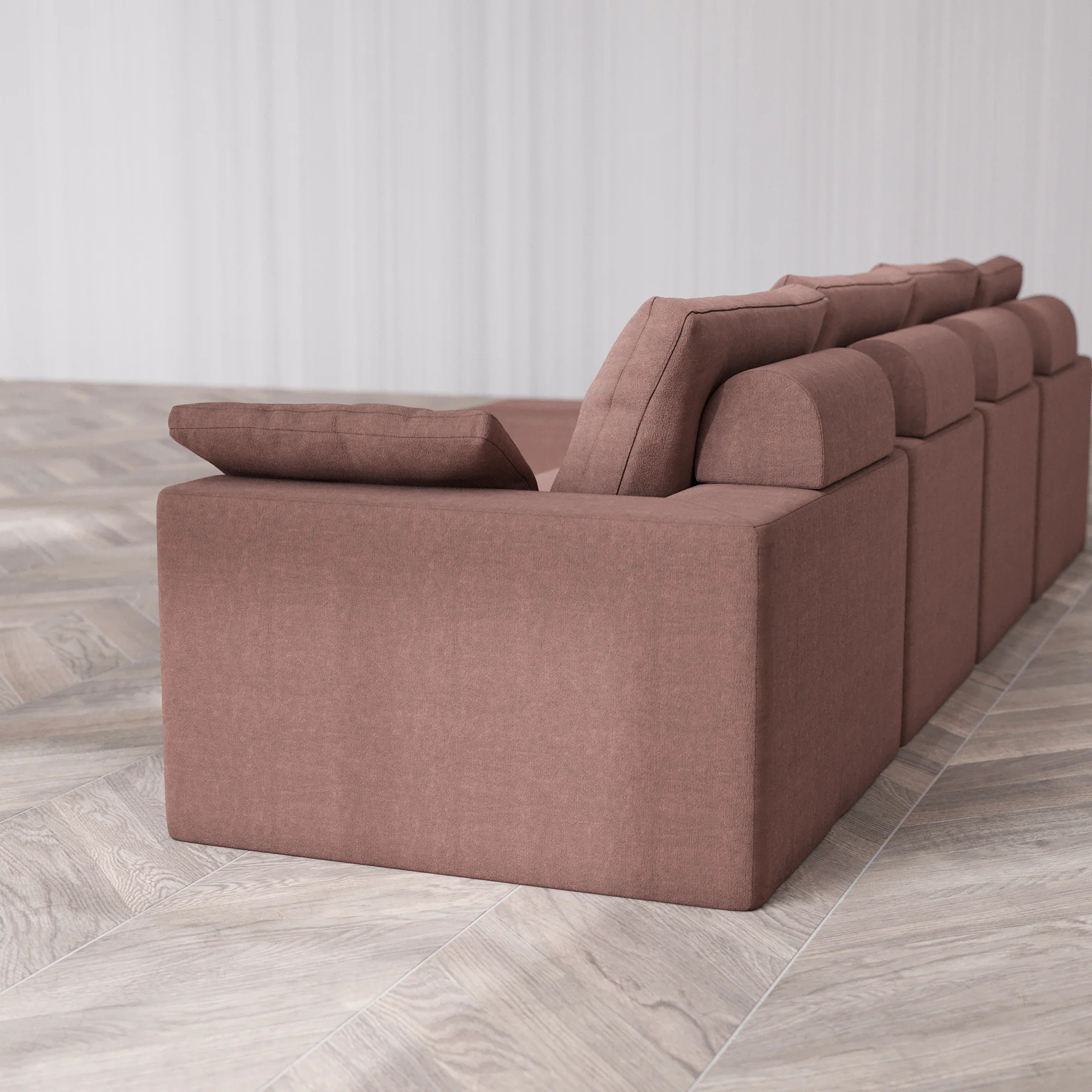 Slipcover Only - Modular Washable 4-Seater Sectional Cloud + Bolster Sofa in Sumac - Image 5