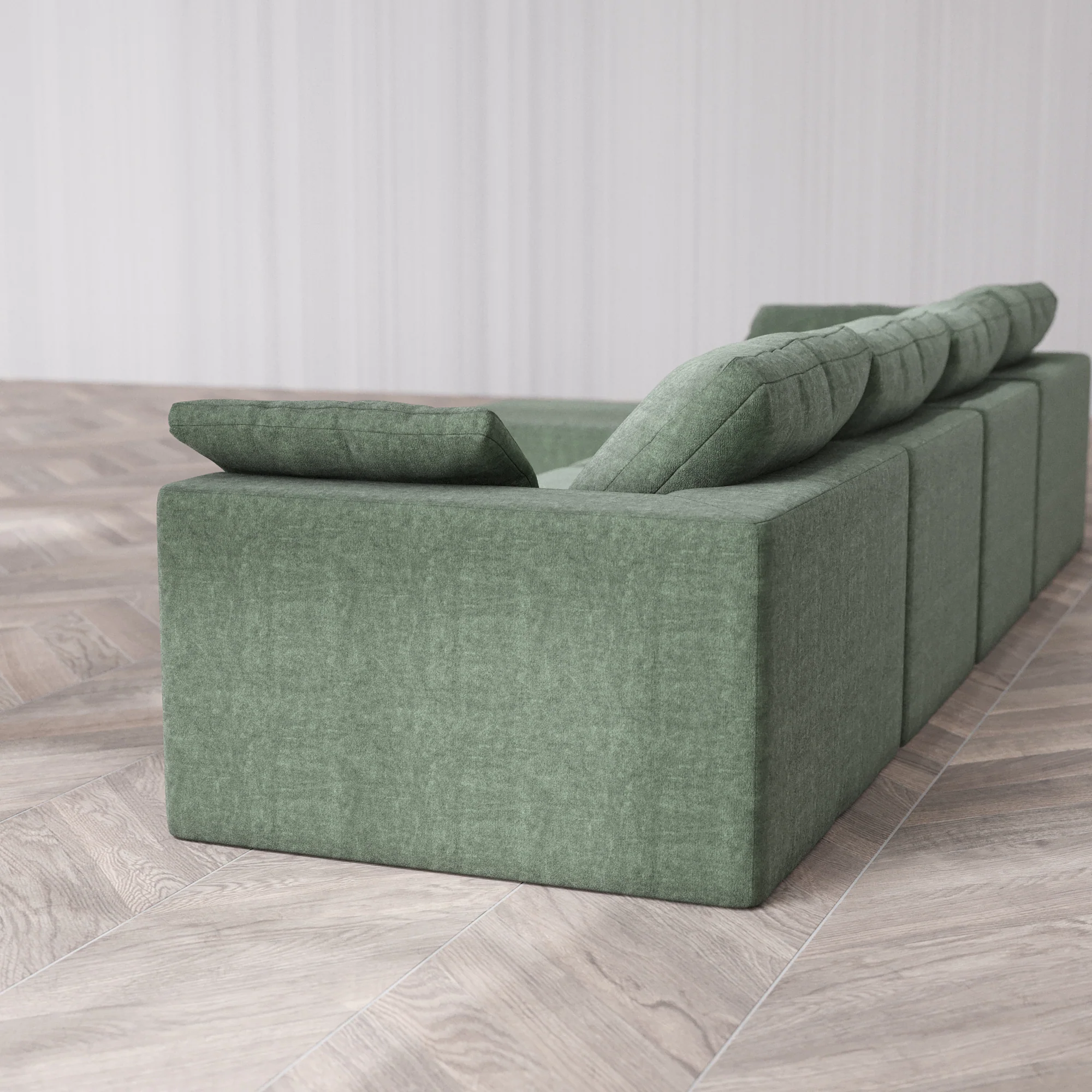 Slipcover Only - Modular Washable 4-Seater Sectional Cloud Sofa in Sage - Image 5