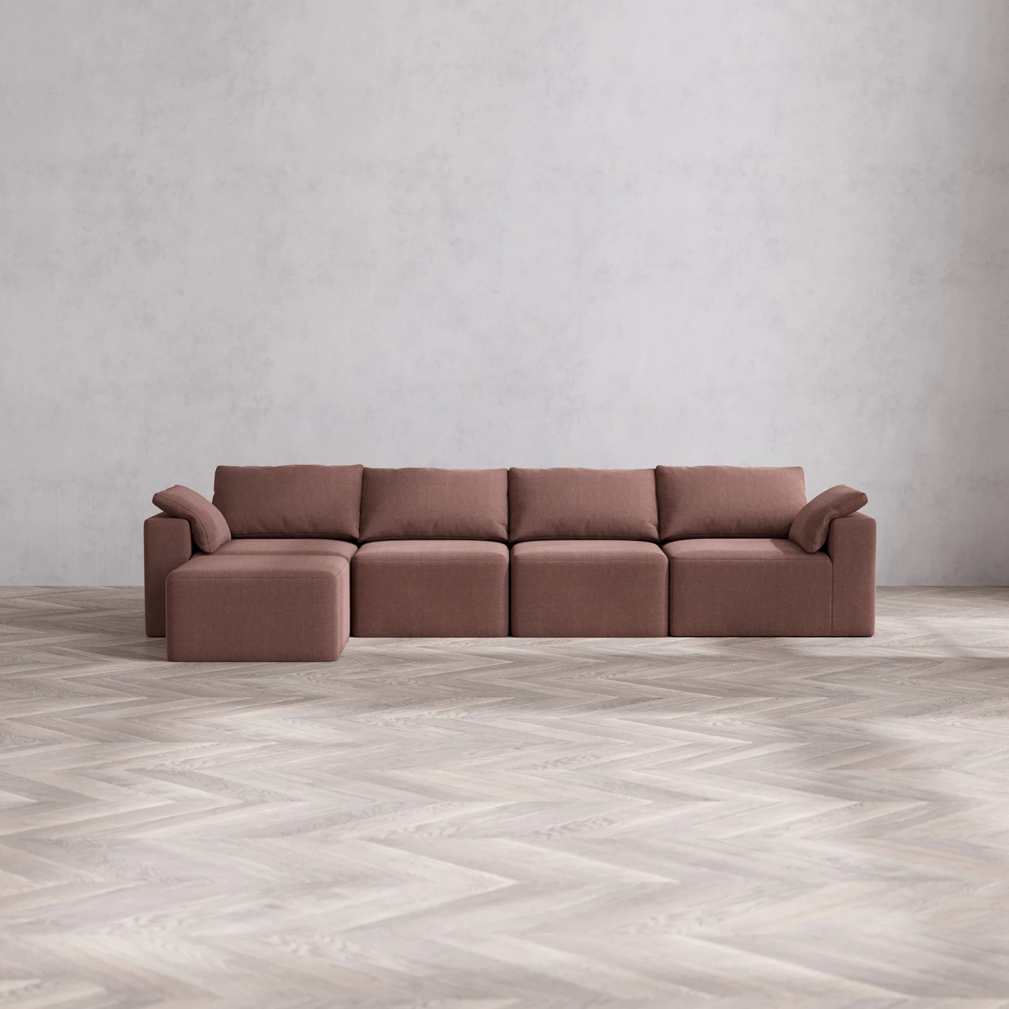 Slipcover Only - Modular Washable 4-Seater Sectional Cloud Sofa in Sumac