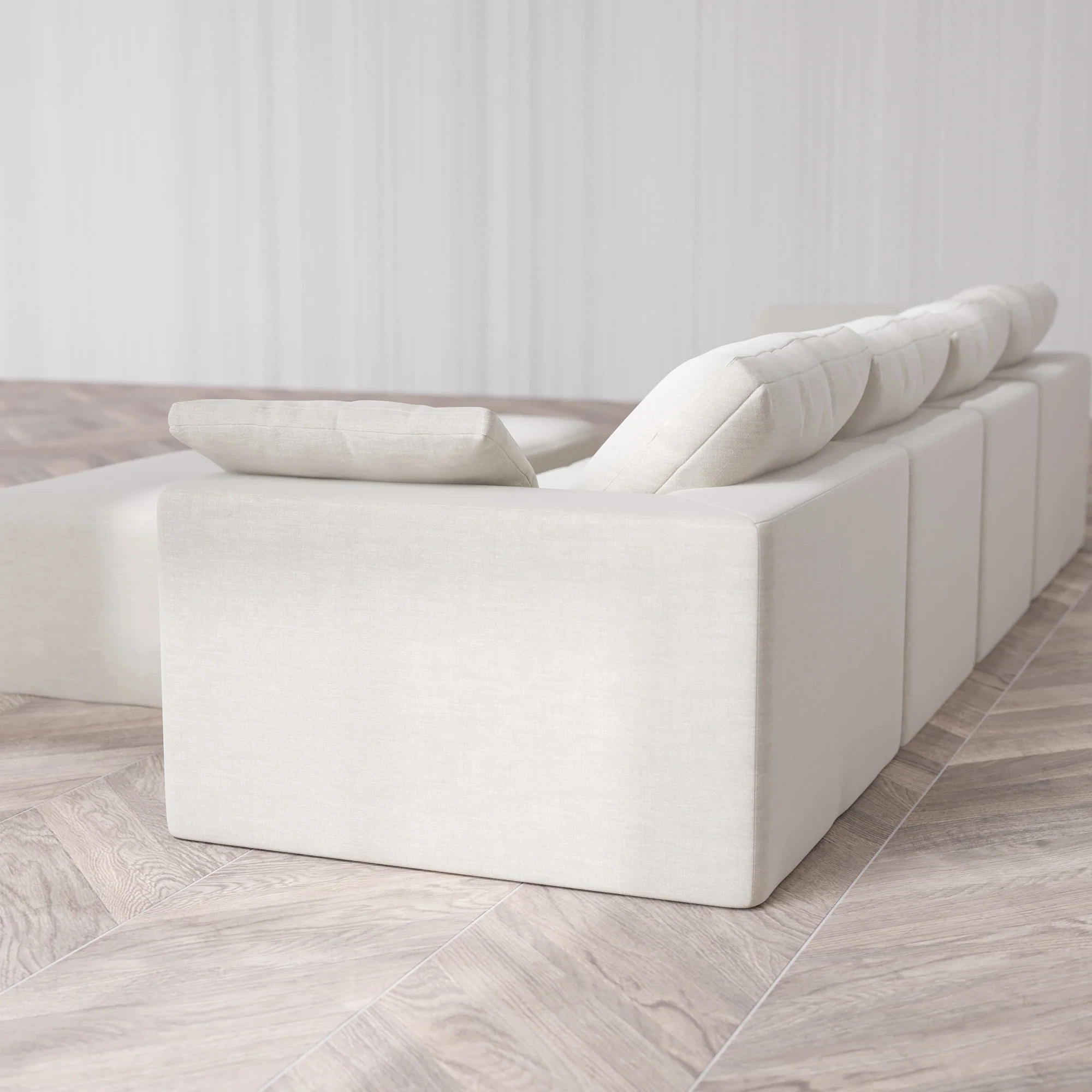 Slipcover Only - Modular Washable 4-Seater Cloud Sofa + Chaise Ottoman Bench in Cashew - Image 5