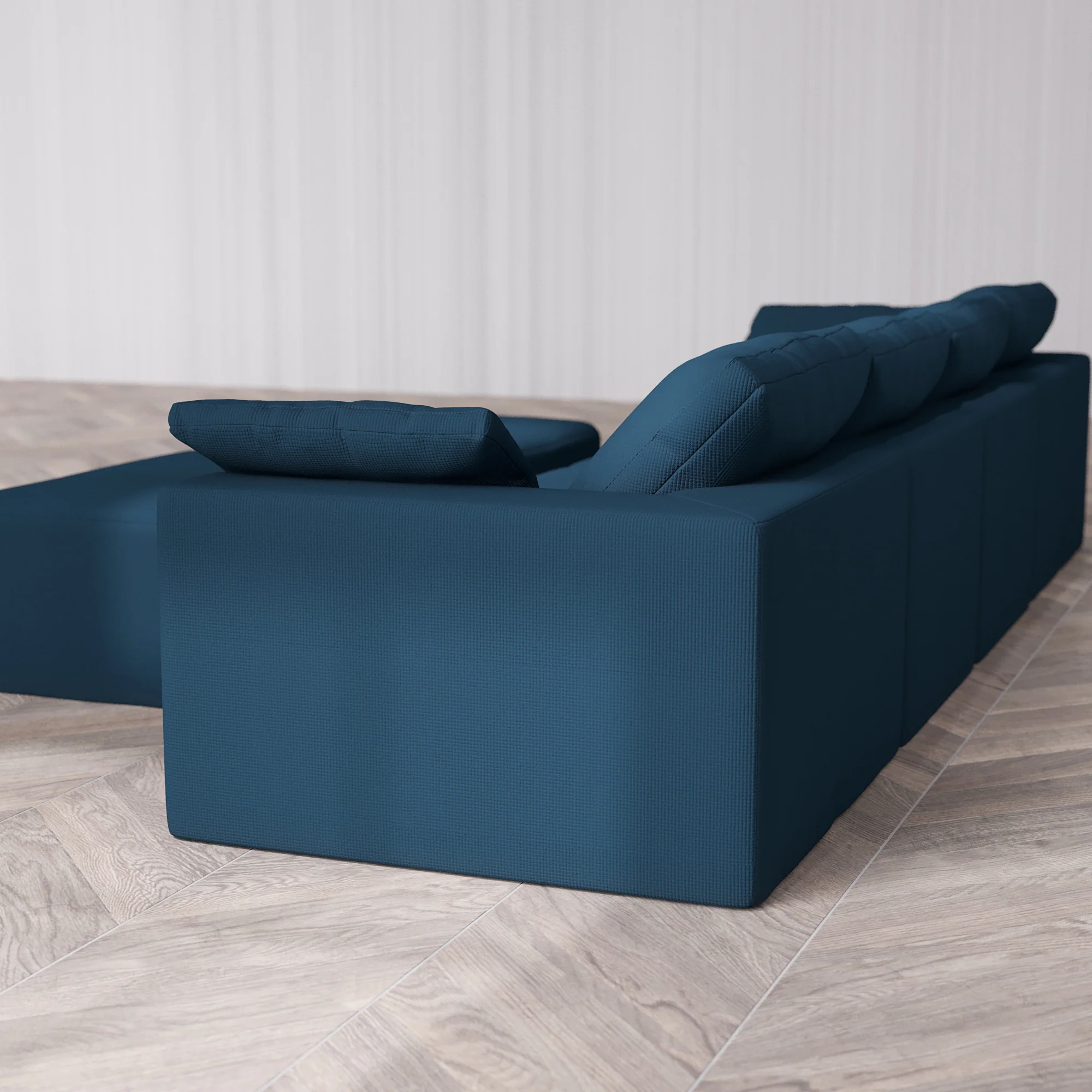 Slipcover Only - Modular Washable 4-Seater Cloud Sofa + Chaise Ottoman Bench in Lazuli - Image 5