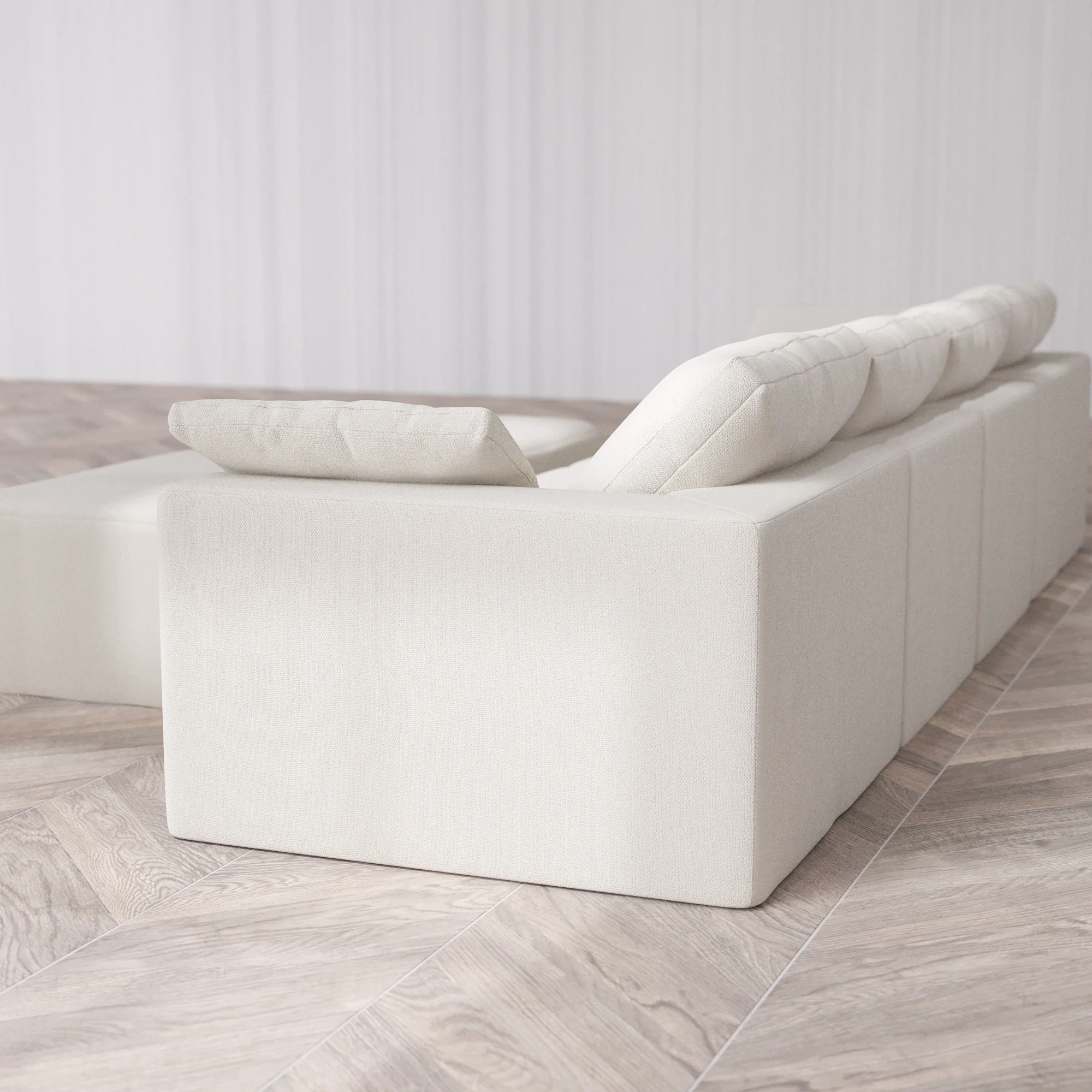 Slipcover Only - Modular Washable 4-Seater Cloud Sofa + Chaise Ottoman Bench in Pearl - Image 5