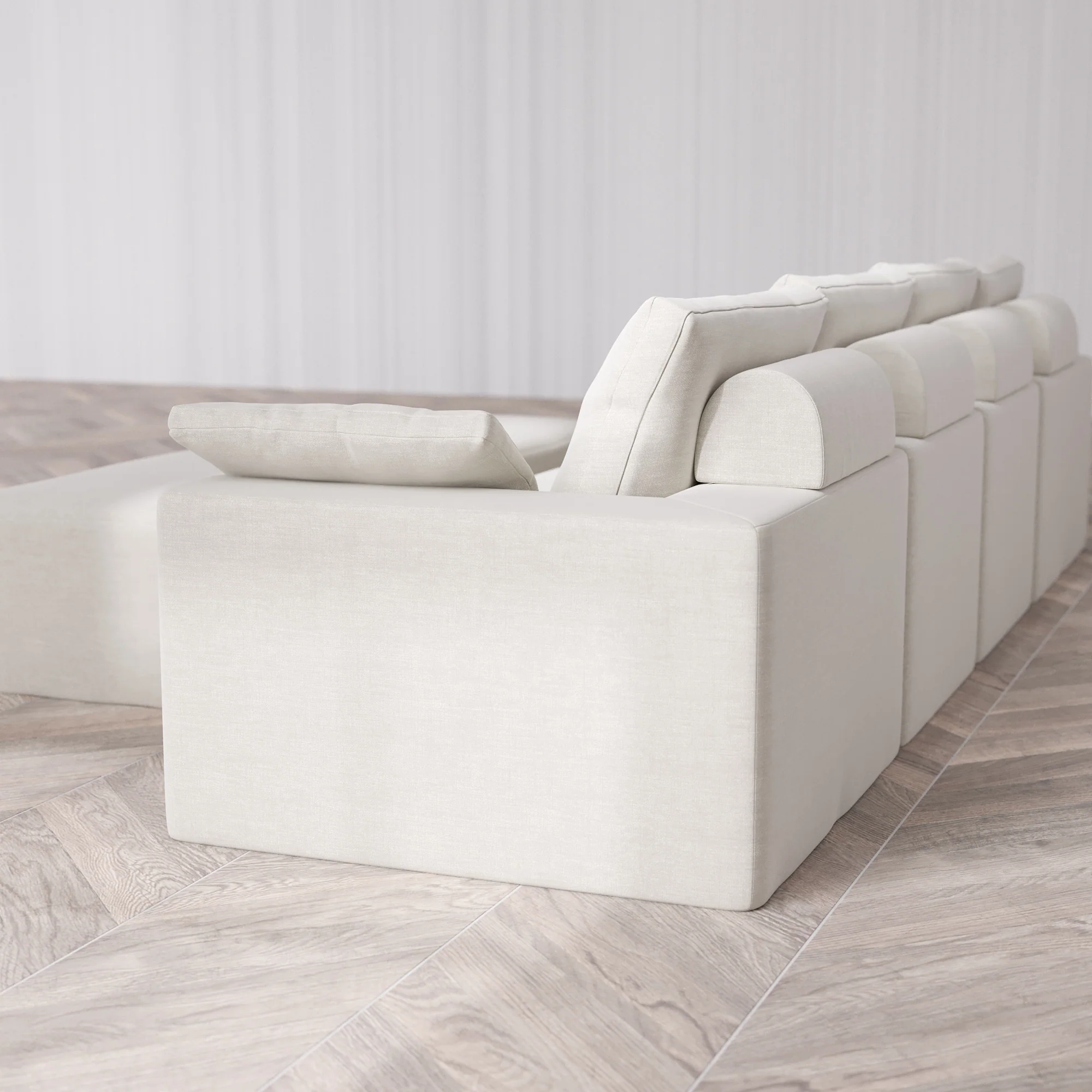 Slipcover Only - Modular Washable 4-Seater Cloud + Bolster Sofa + Chaise Ottoman Bench in Cashew - Image 5