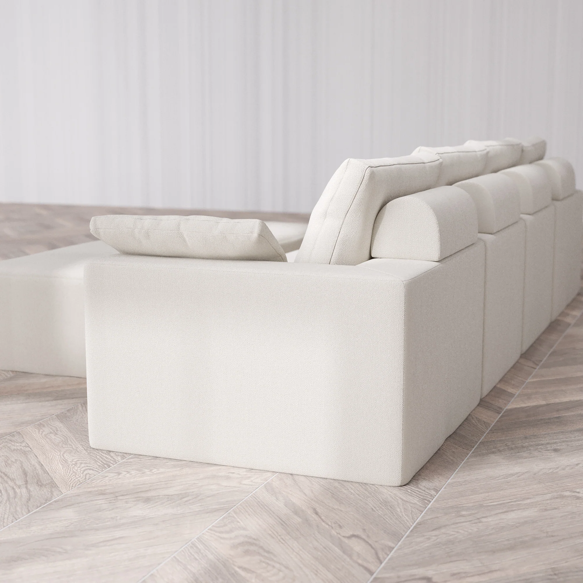 Slipcover Only - Modular Washable 4-Seater Cloud + Bolster Sofa + Chaise Ottoman Bench in Pearl - Image 5