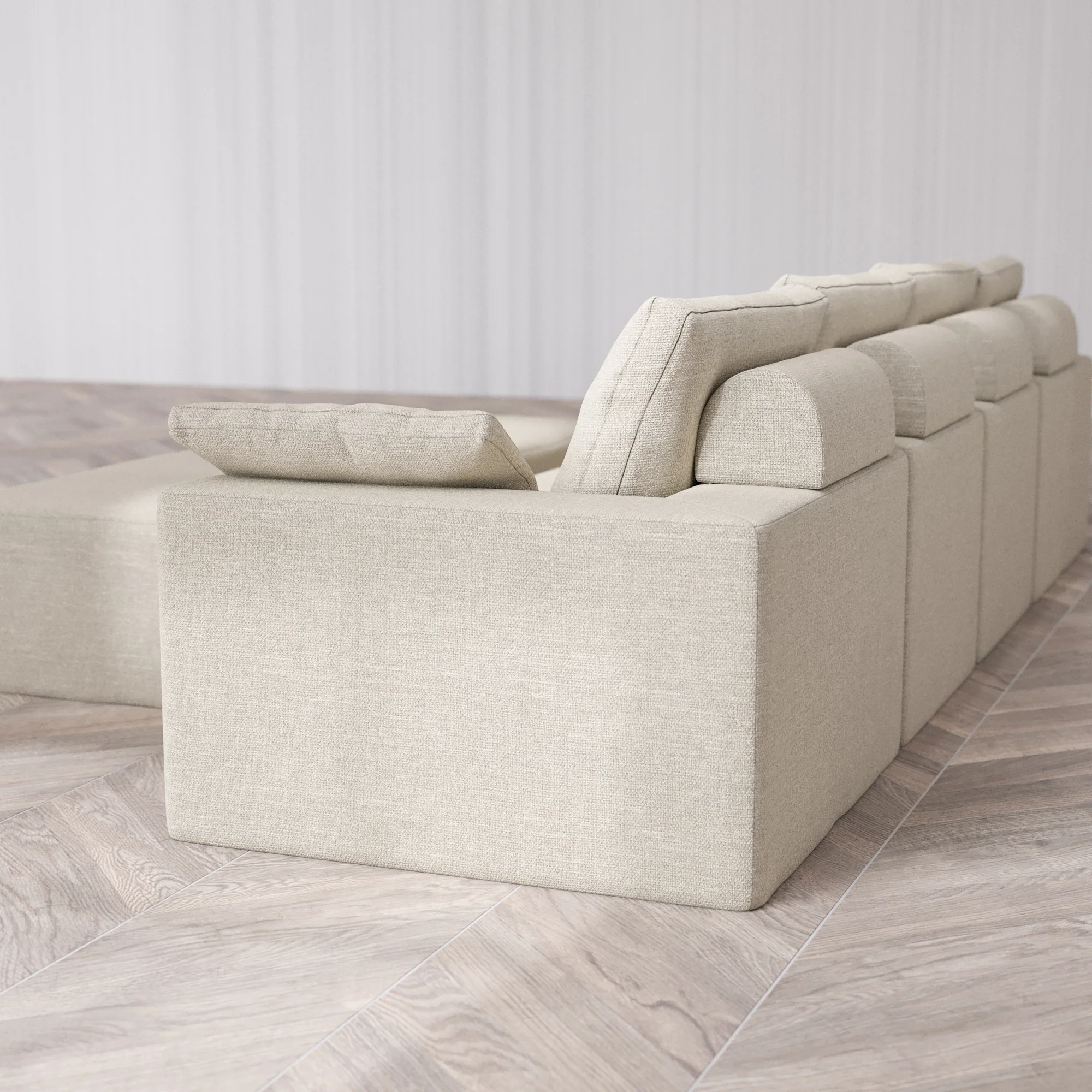Slipcover Only - Modular Washable 4-Seater Cloud + Bolster Sofa + Chaise Ottoman Bench in Sandstone - Image 5