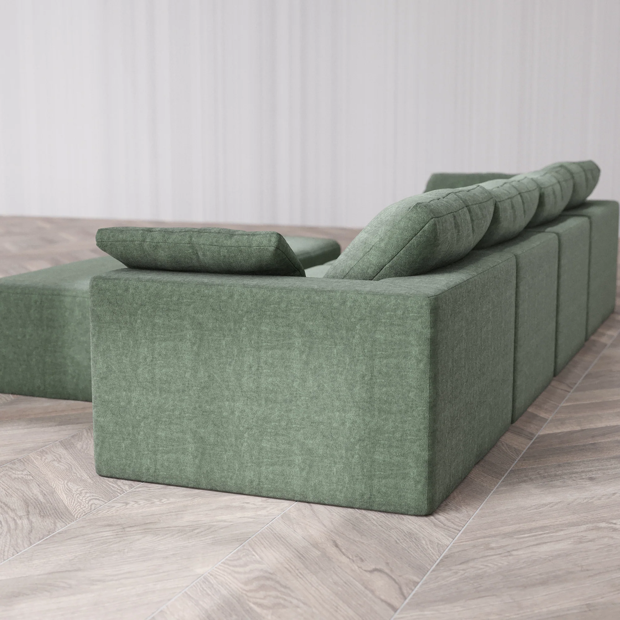 Slipcover Only - Modular Washable 4-Seater Cloud Sofa + Chaise Ottoman Bench in Sage - Image 5