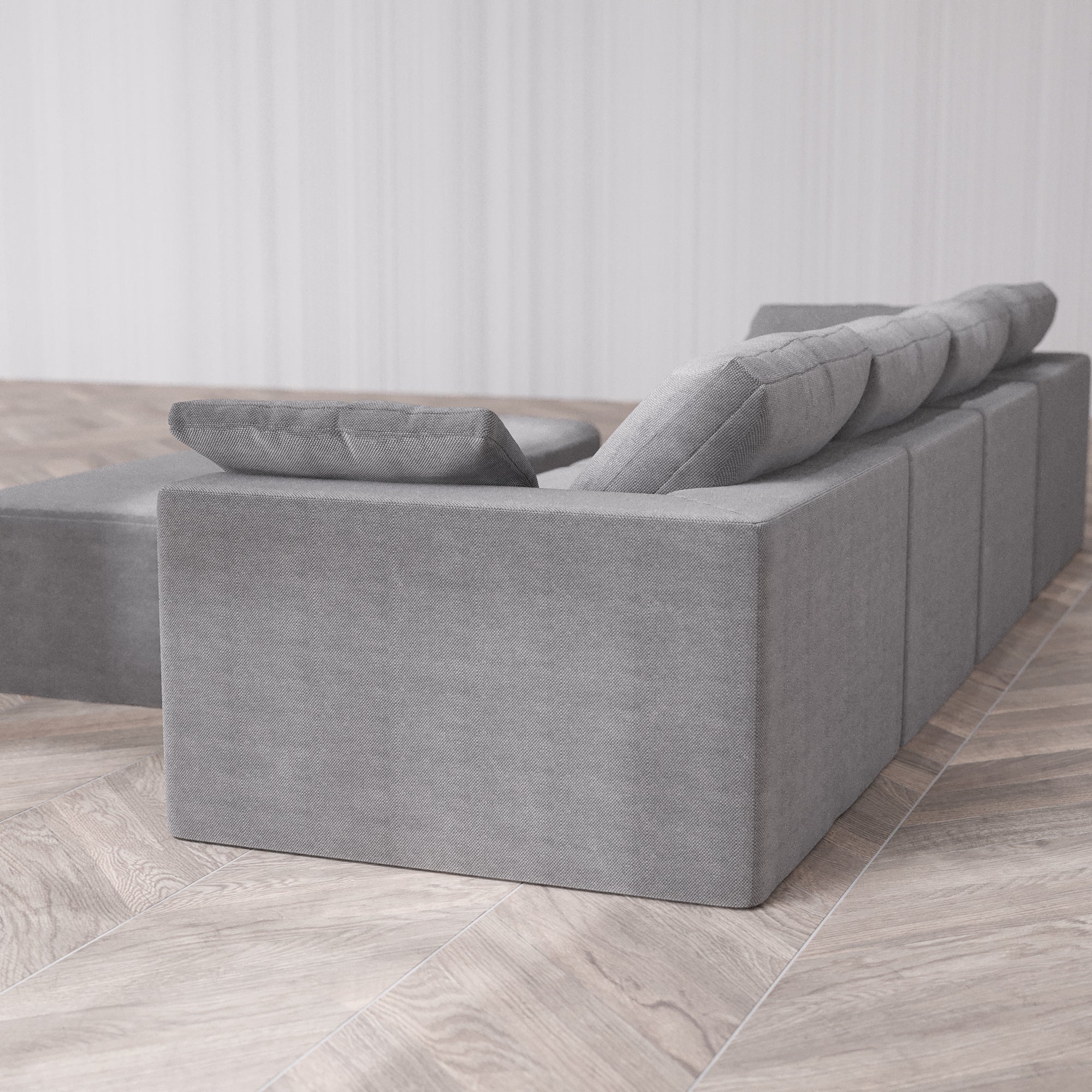 Slipcover Only - Modular Washable 4-Seater Cloud Sofa + Chaise Ottoman Bench in Slate - Image 5