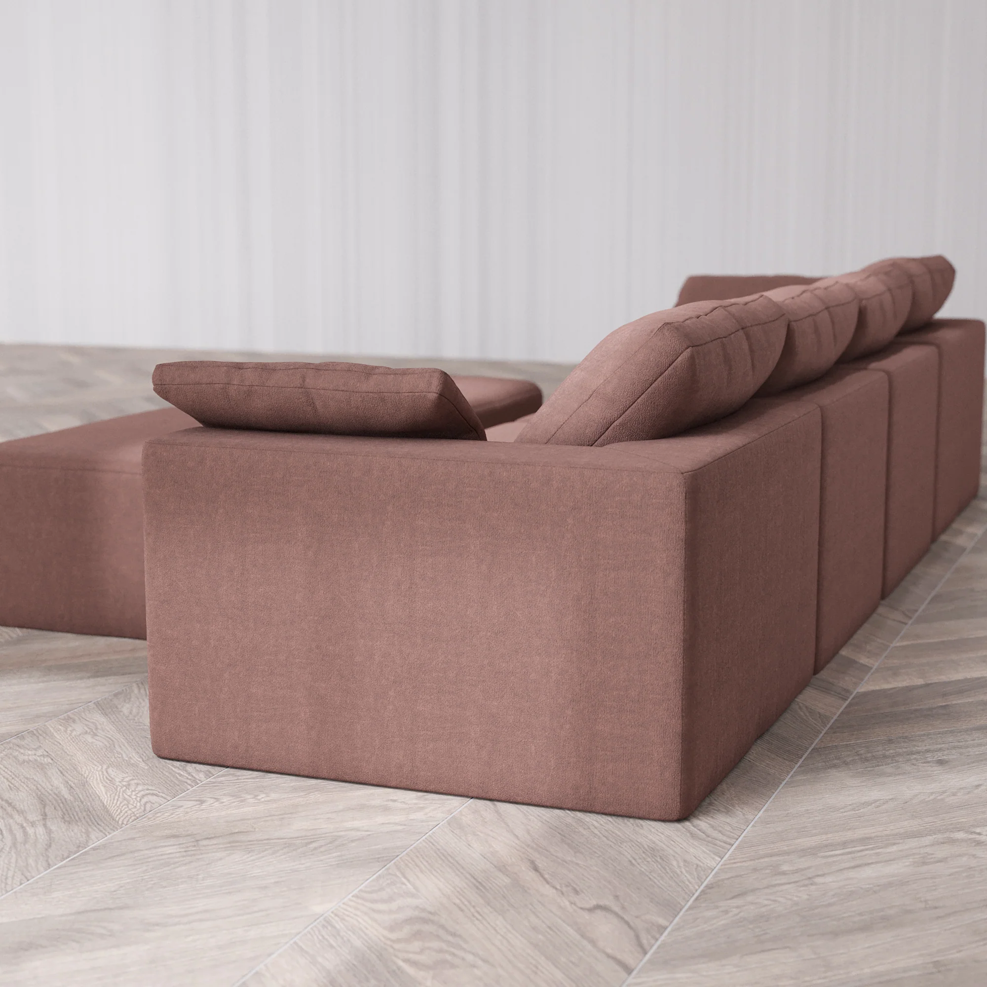 Slipcover Only - Modular Washable 4-Seater Cloud Sofa + Chaise Ottoman Bench in Sumac - Image 5