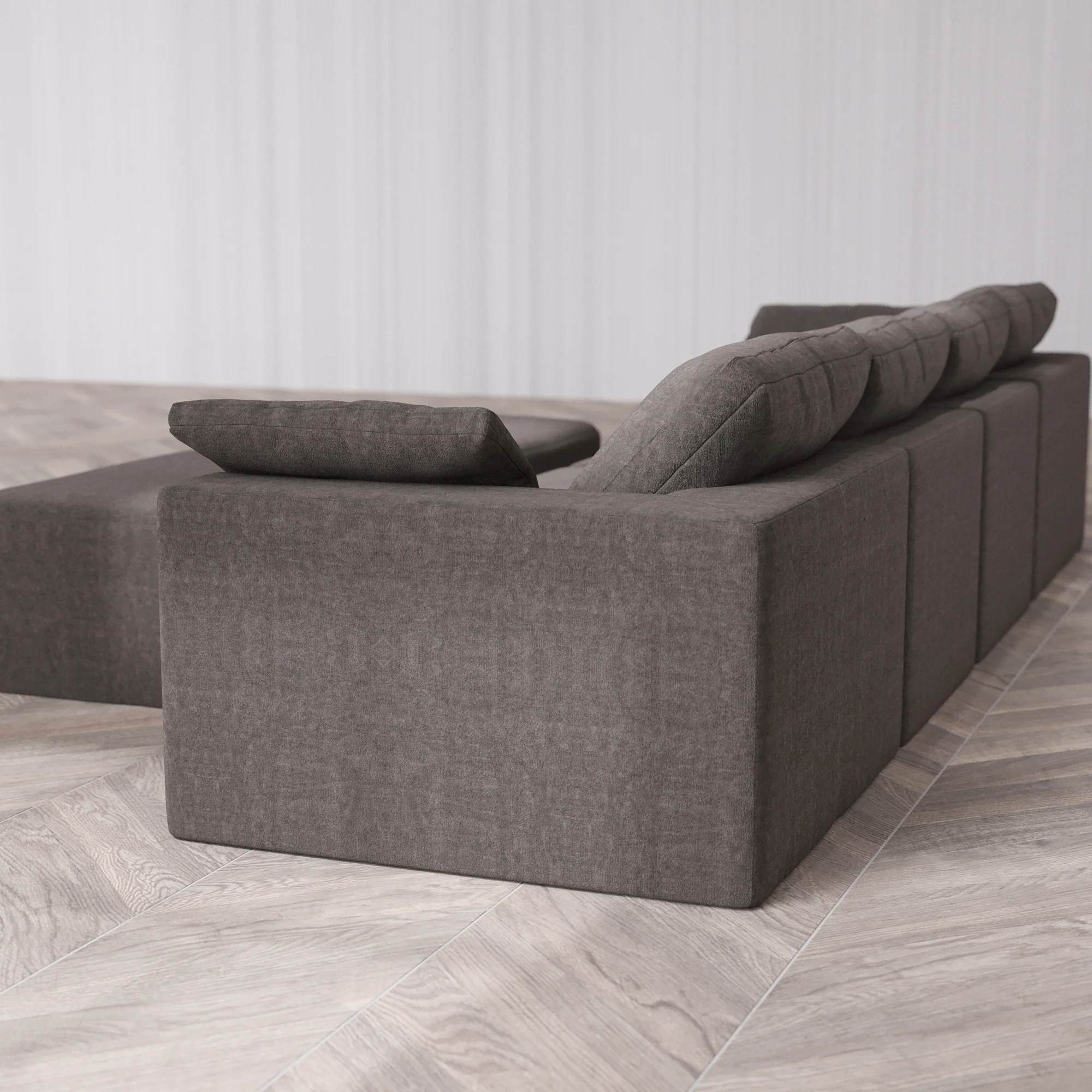 Slipcover Only - Modular Washable 4-Seater Cloud Sofa + Chaise Ottoman Bench in Truffle - Image 5