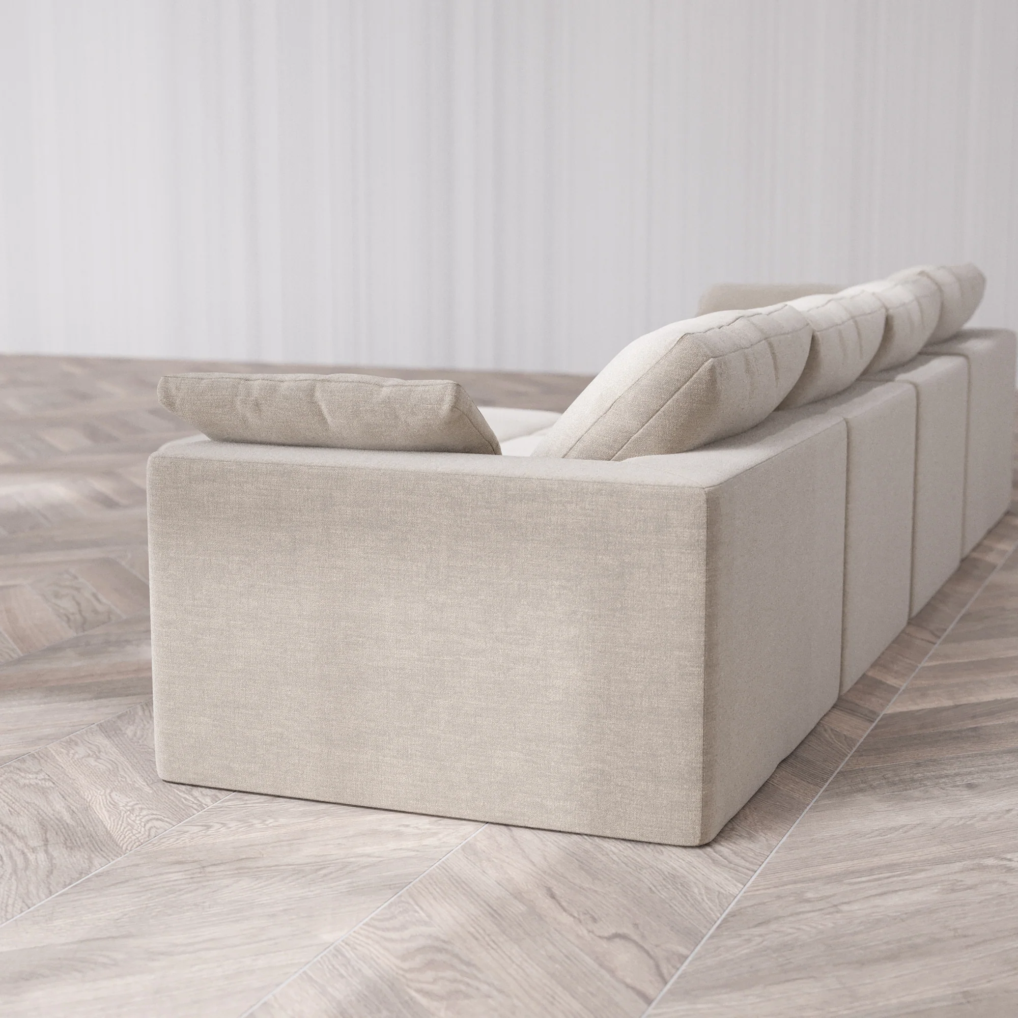Slipcover Only - Modular Washable 4-Seater Cloud Sofa + Chaise Ottoman in Caraway - Image 5