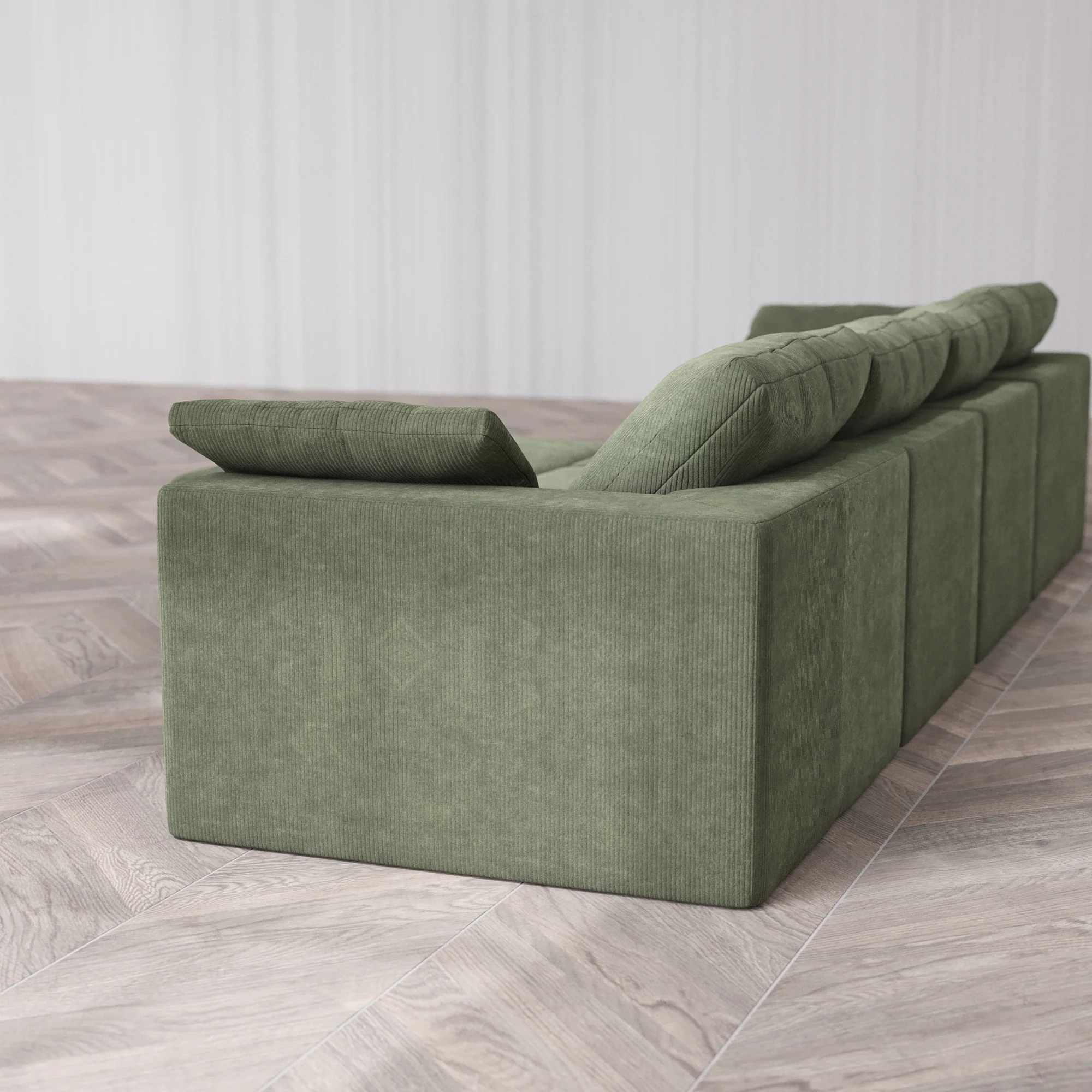 Slipcover Only - Modular Washable 4-Seater Cloud Sofa + Chaise Ottoman in Juniper - Image 5