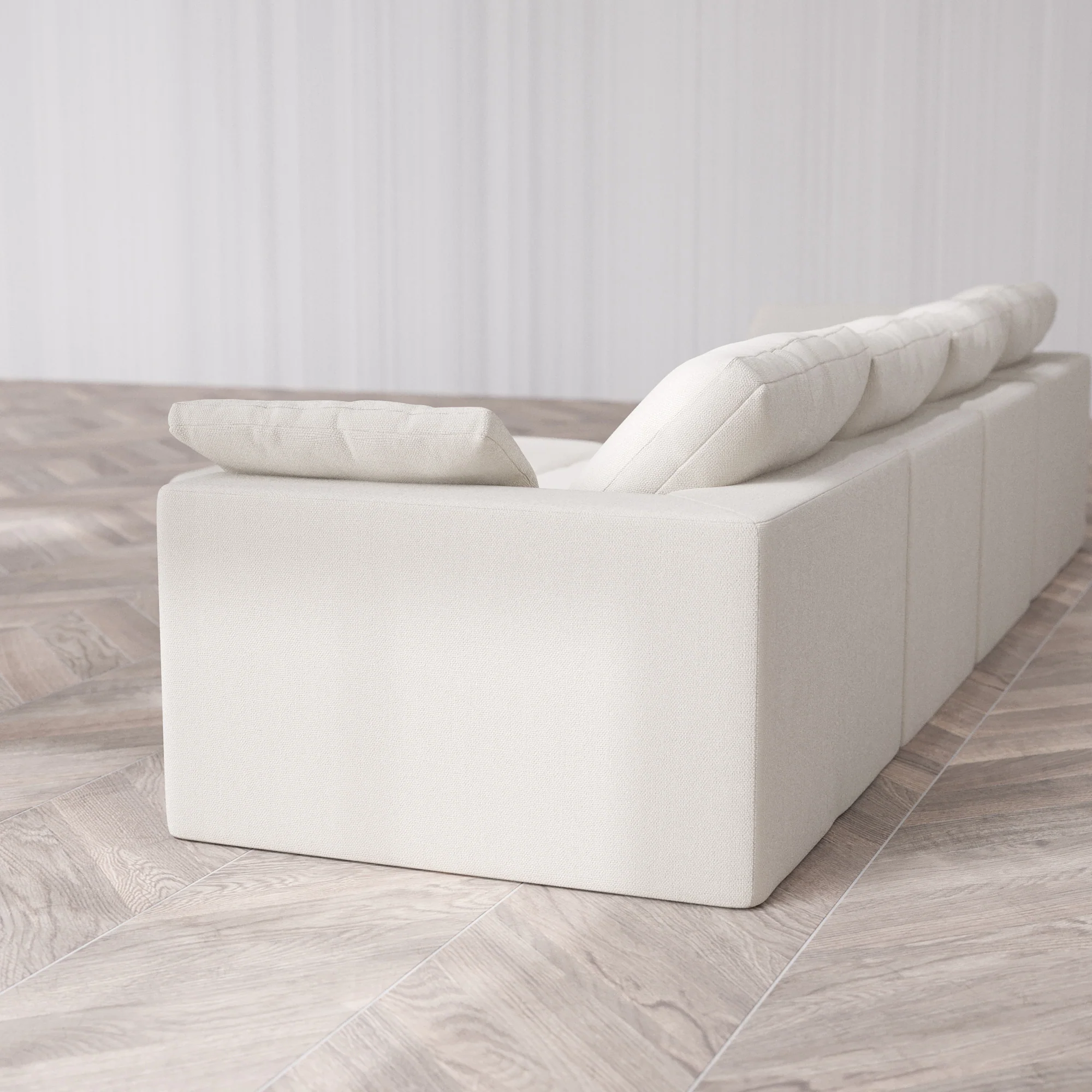 Slipcover Only - Modular Washable 4-Seater Cloud Sofa + Chaise Ottoman in Pearl - Image 5