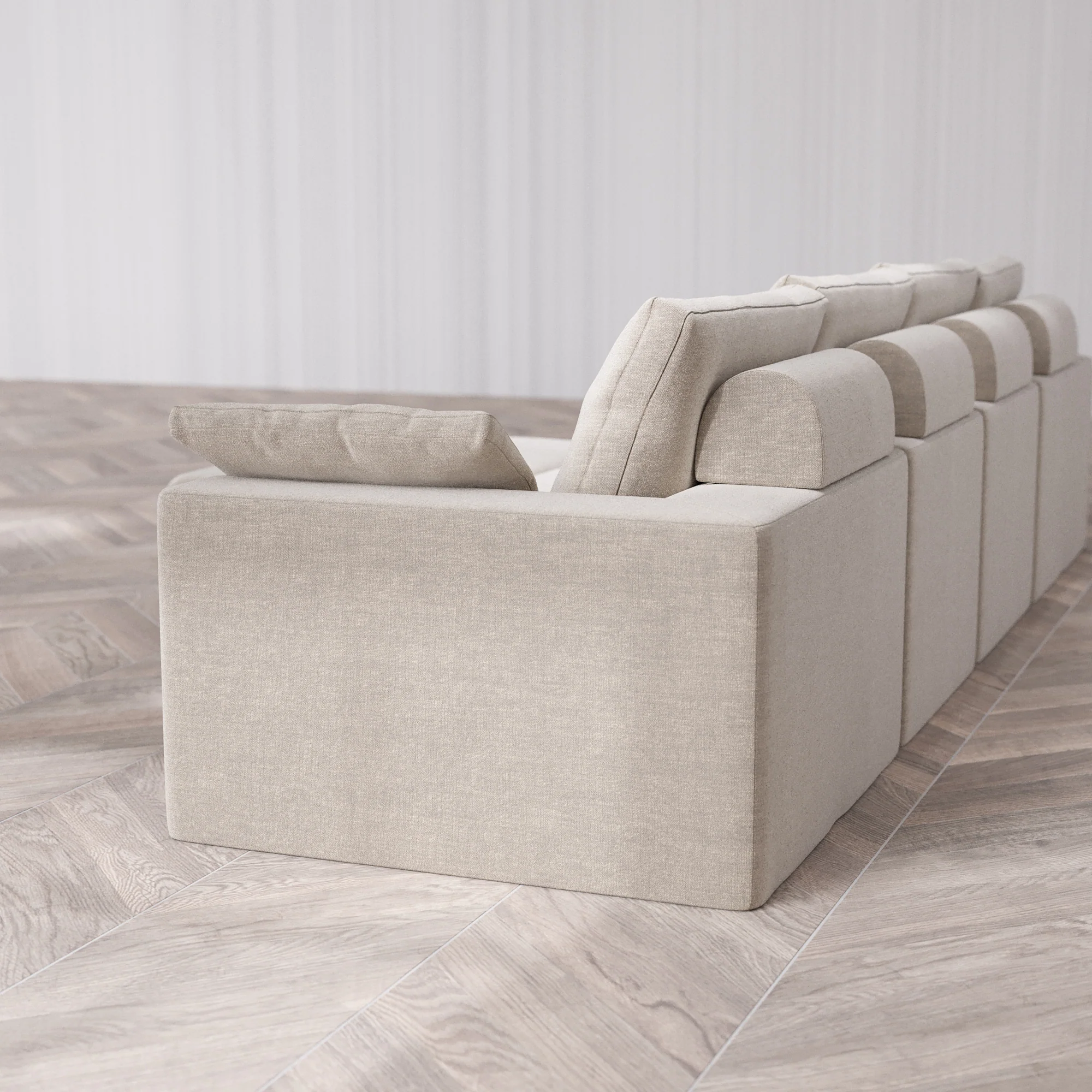 Slipcover Only - Modular Washable 4-Seater Cloud + Bolster Sofa + Chaise Ottoman in Caraway - Image 5
