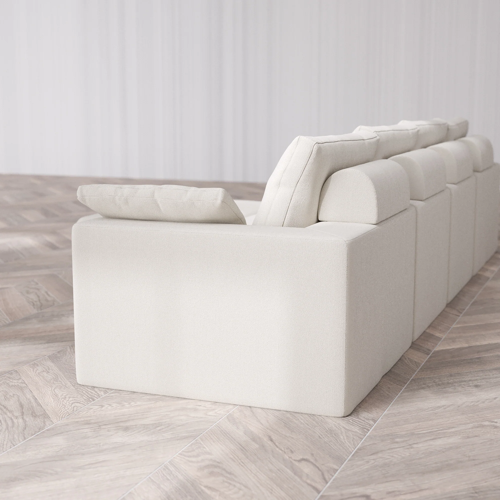 Slipcover Only - Modular Washable 4-Seater Cloud + Bolster Sofa + Chaise Ottoman in Pearl - Image 5