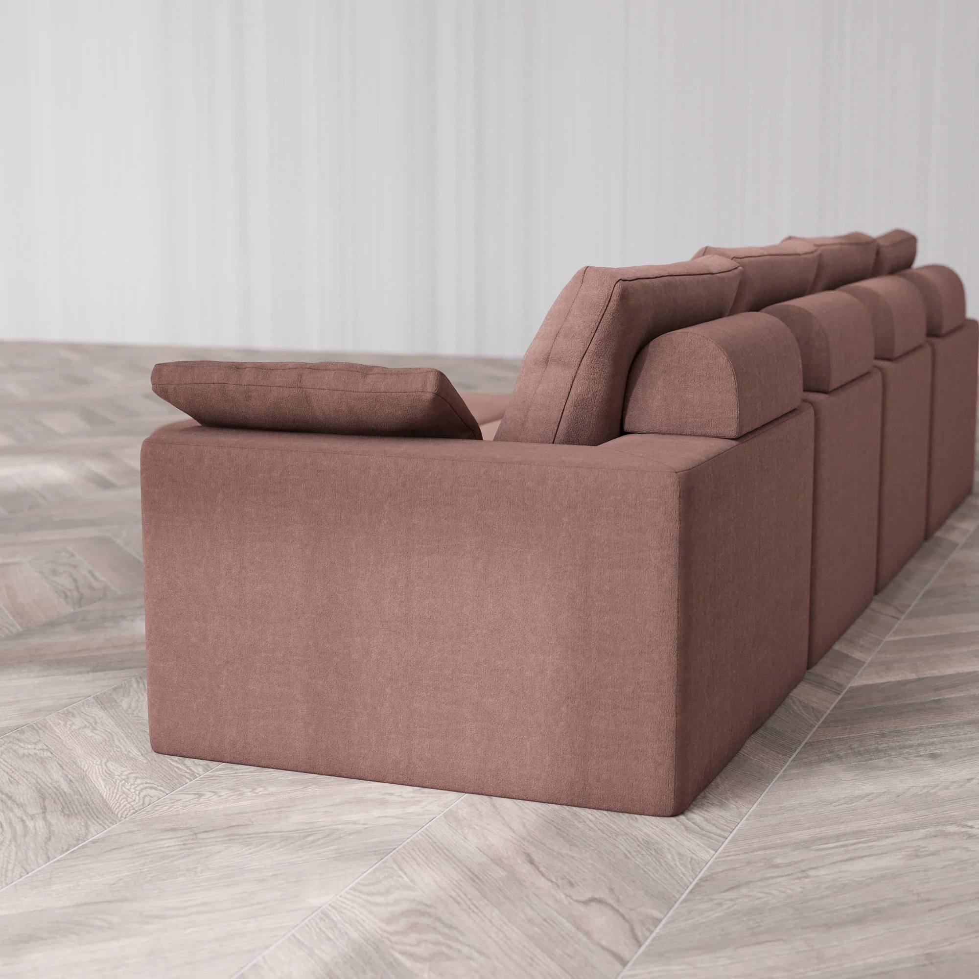 Slipcover Only - Modular Washable 4-Seater Cloud + Bolster Sofa + Chaise Ottoman in Sumac - Image 5