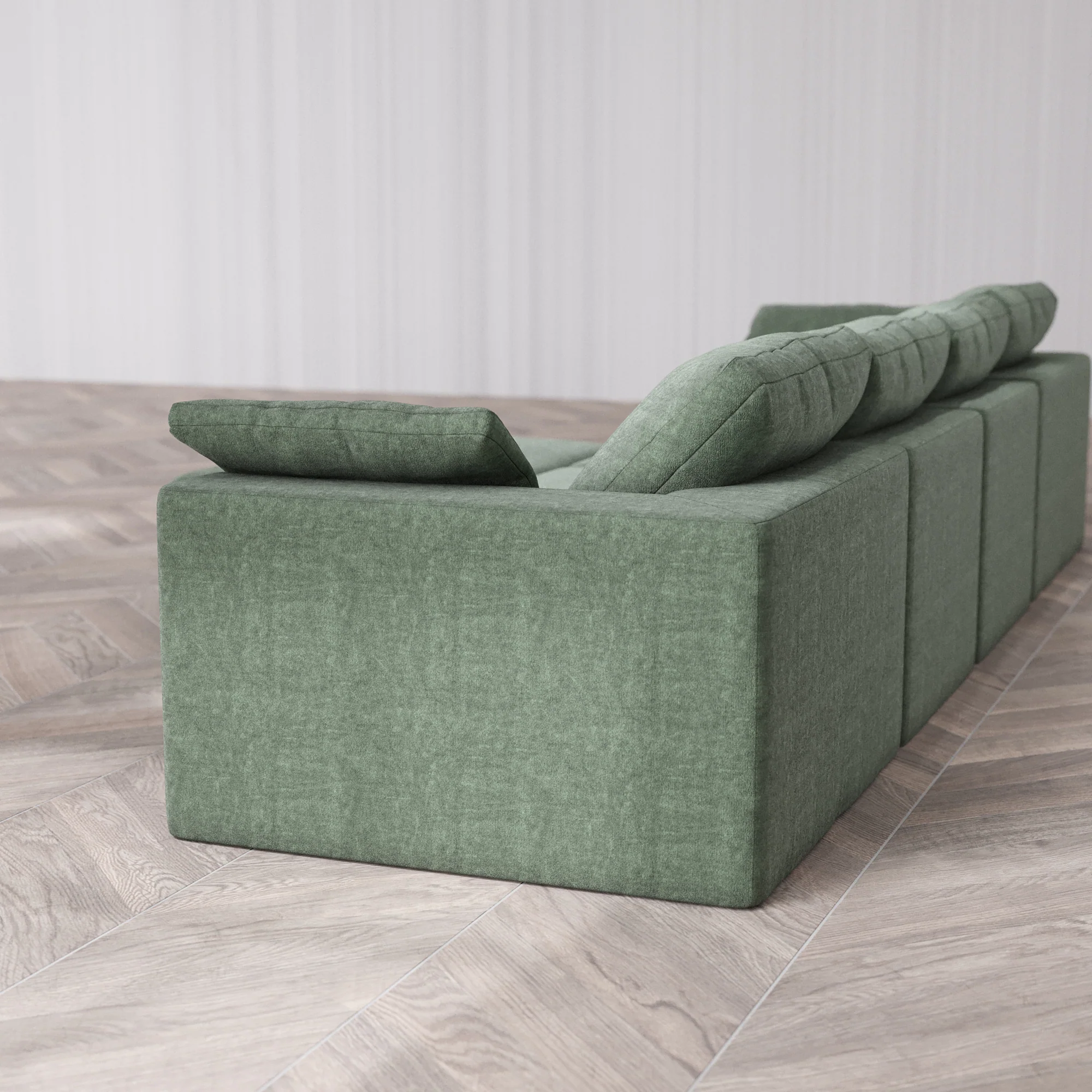Slipcover Only - Modular Washable 4-Seater Cloud Sofa + Chaise Ottoman in Sage - Image 5
