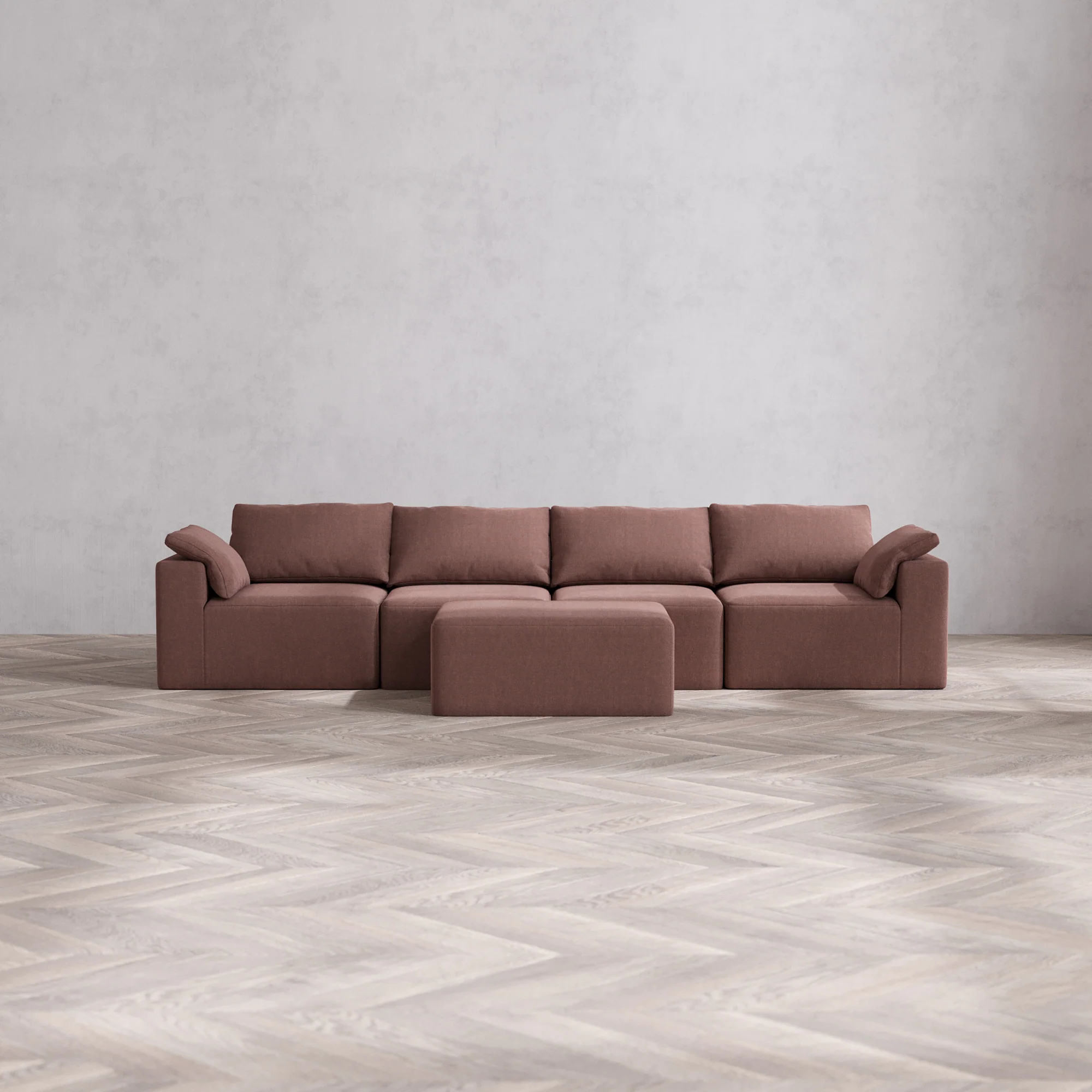 Slipcover Only - Modular Washable 4-Seater Cloud Sofa + Chaise Ottoman in Sumac