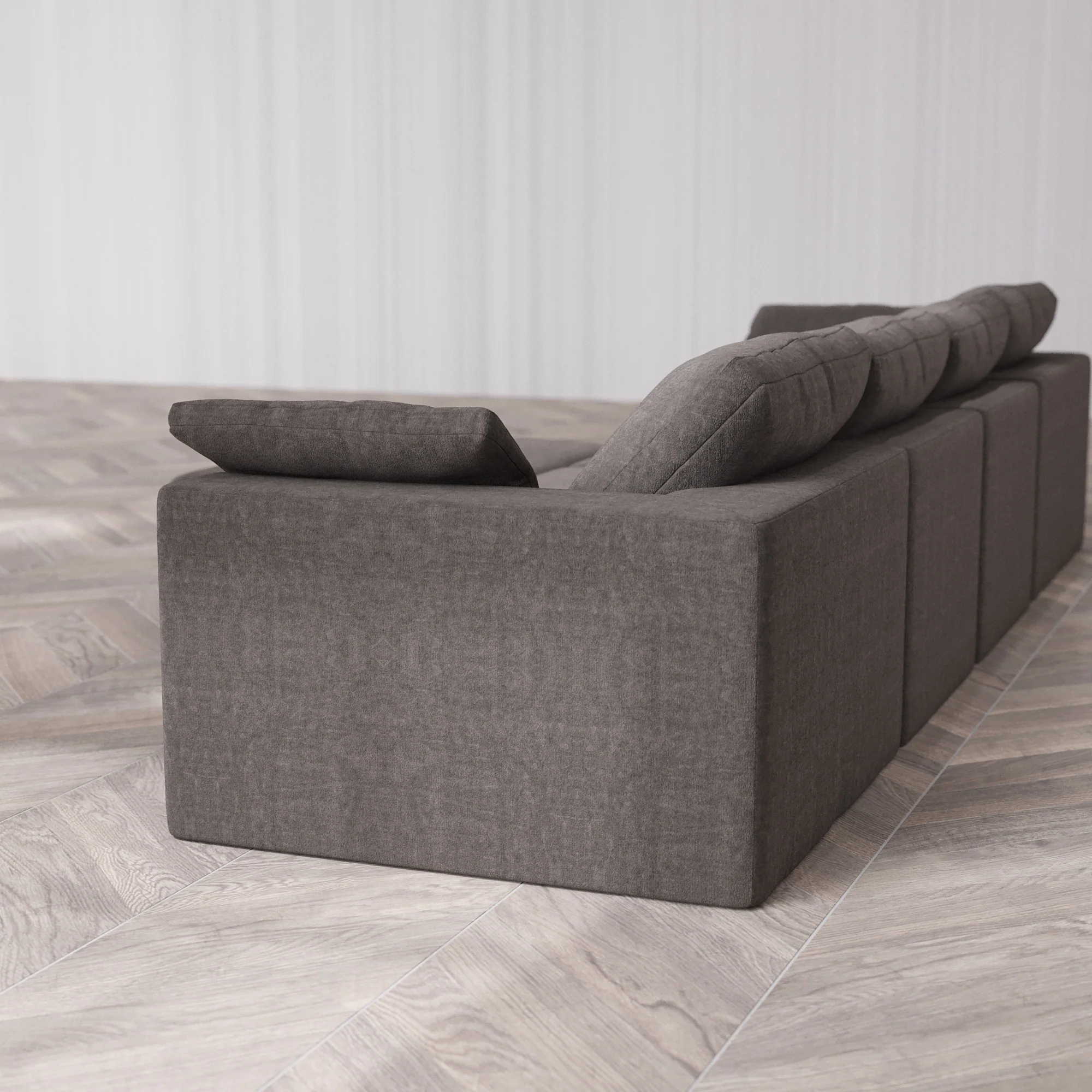 Slipcover Only - Modular Washable 4-Seater Cloud Sofa + Chaise Ottoman in Truffle - Image 5