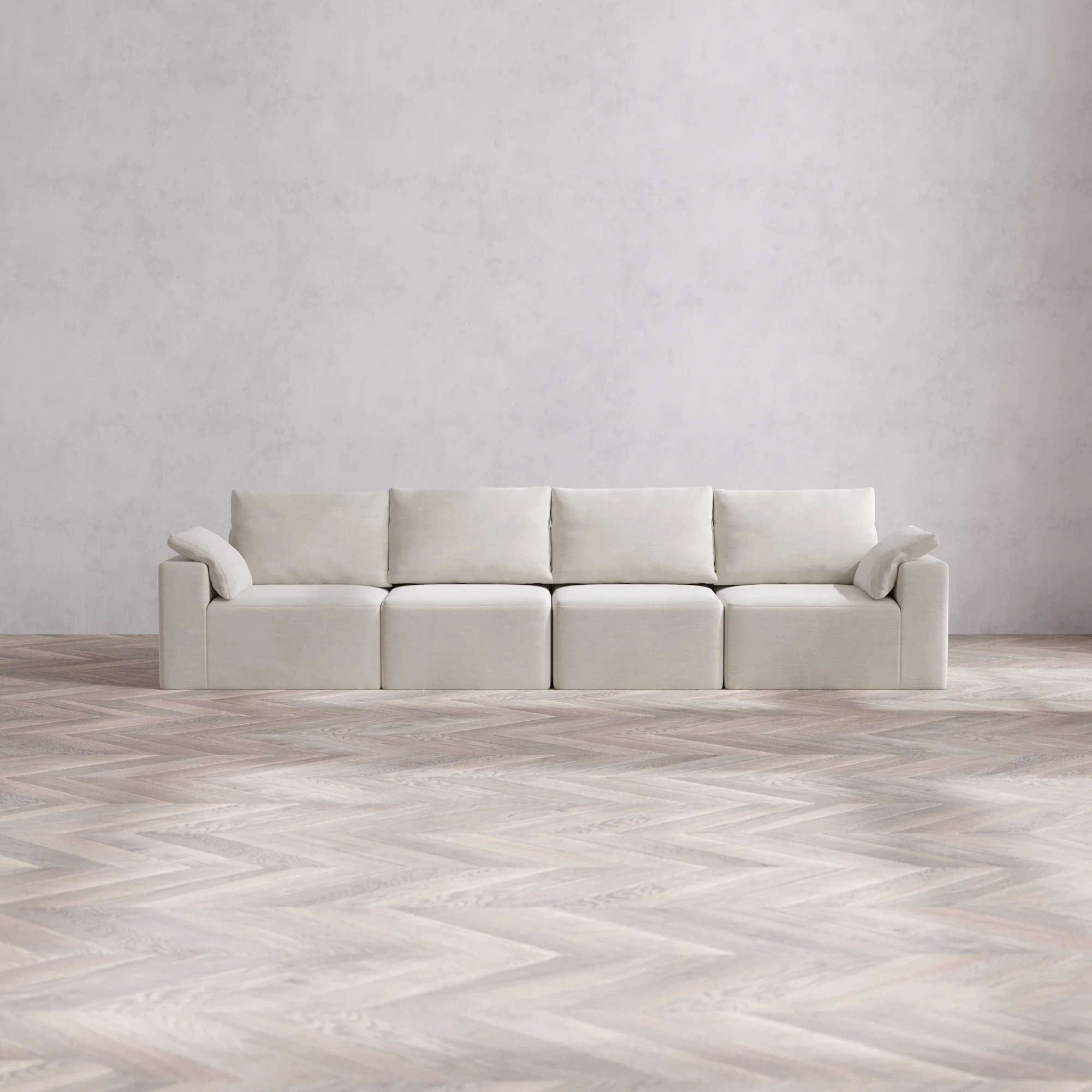 Slipcover Only - Modular Washable 4-Seater Cloud + Bolster Sofa in Cashew